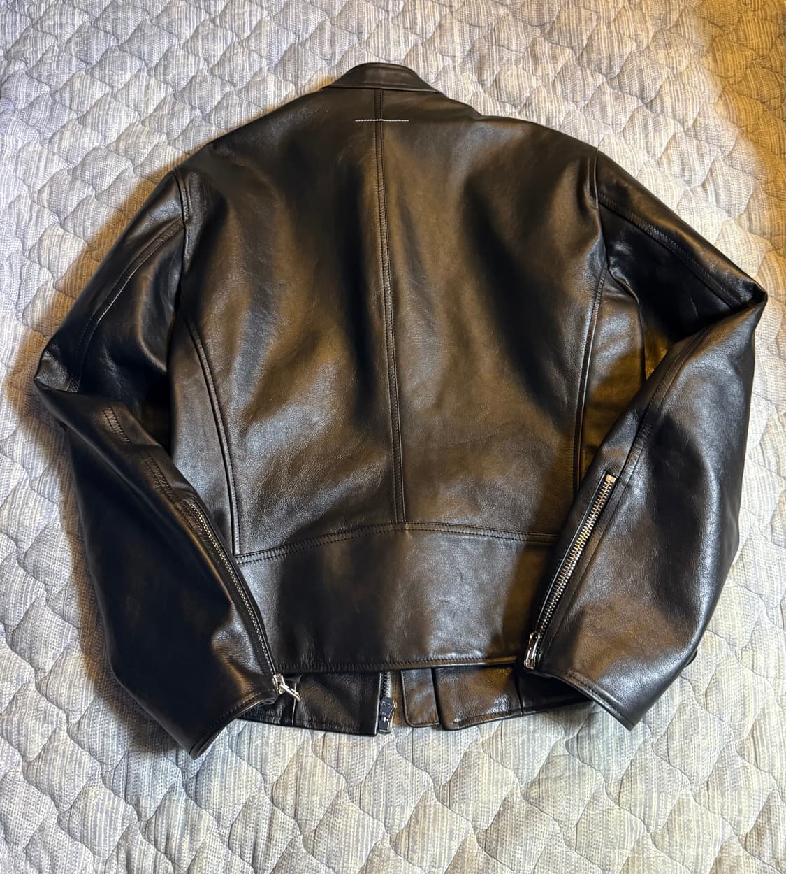 MM6 메종 마르지엘라 스포츠 모터사이클 라이더 레더 가죽 자켓 L 상품이미지7