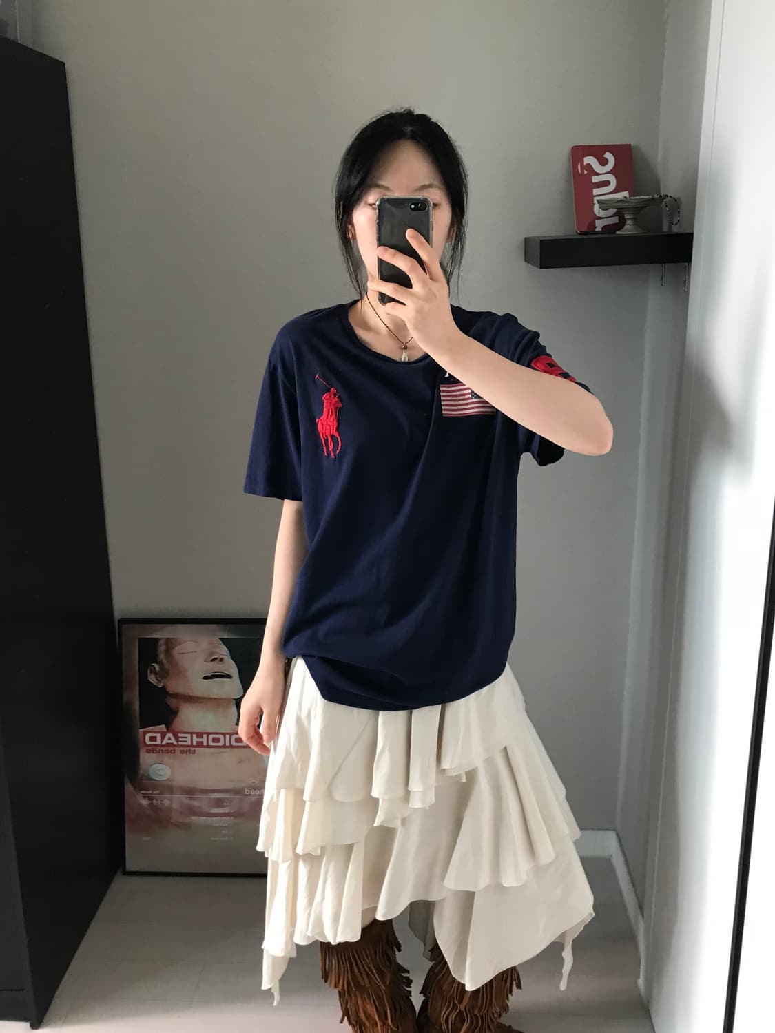 폴로 랄프로렌 빅포니로고 성조기 반팔티 QR코드택 상품이미지3