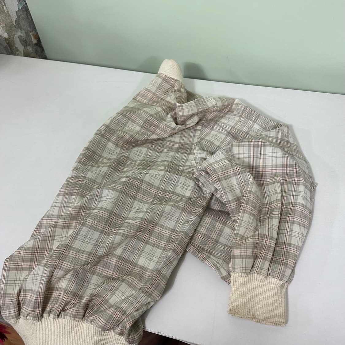 XL 라코스테 체크 오버핏 면 블루종 상품이미지5