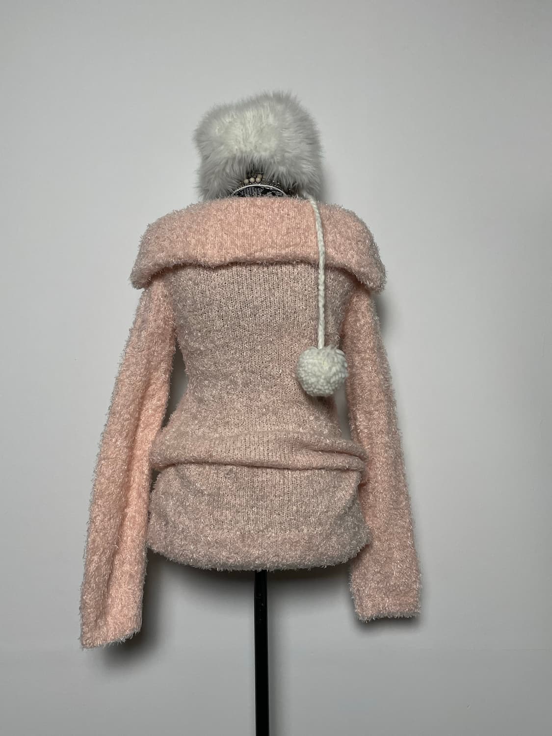 PENDORA 펜도라 리본 핑크 진주 펄 오프숄더 니트 상품이미지5