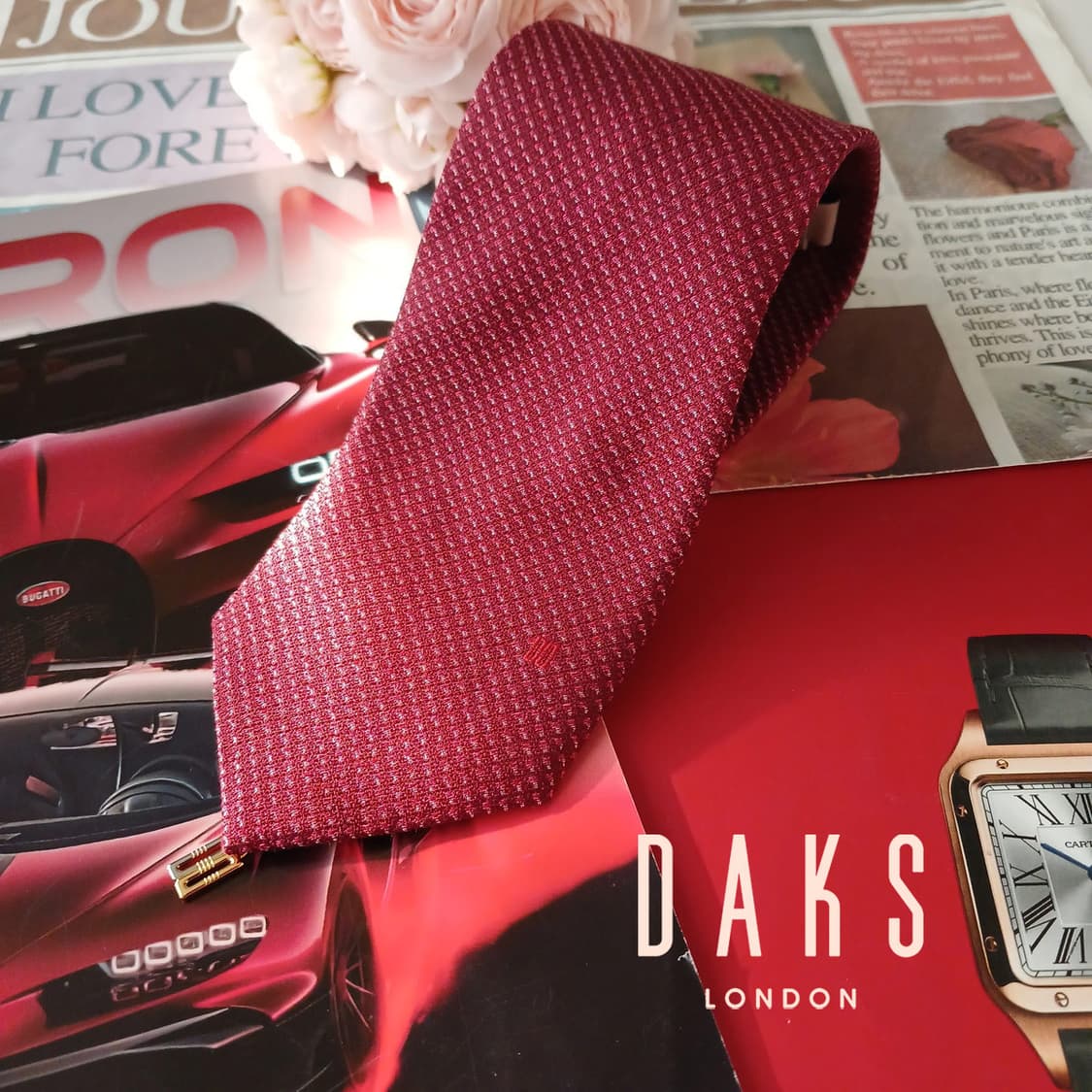 닥스 실크혼방 버건디 자카드 로고 넥타이 8.1cm 새상품 A18894
 상품이미지1