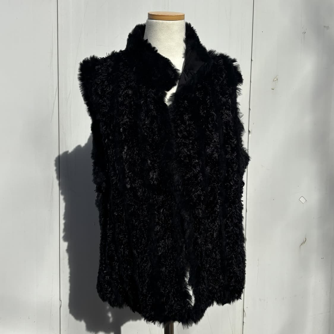 ST.CT 빈티지 리얼 래빗 퍼 텍스처드 블랙 베스트 상품이미지2