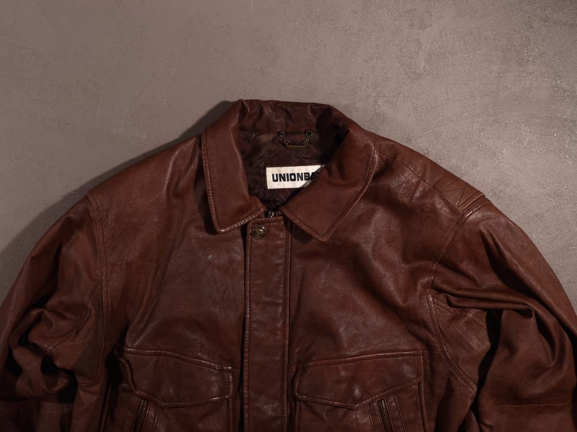 90s 유니온베이 레더 플라이트 봄버자켓 상품이미지2