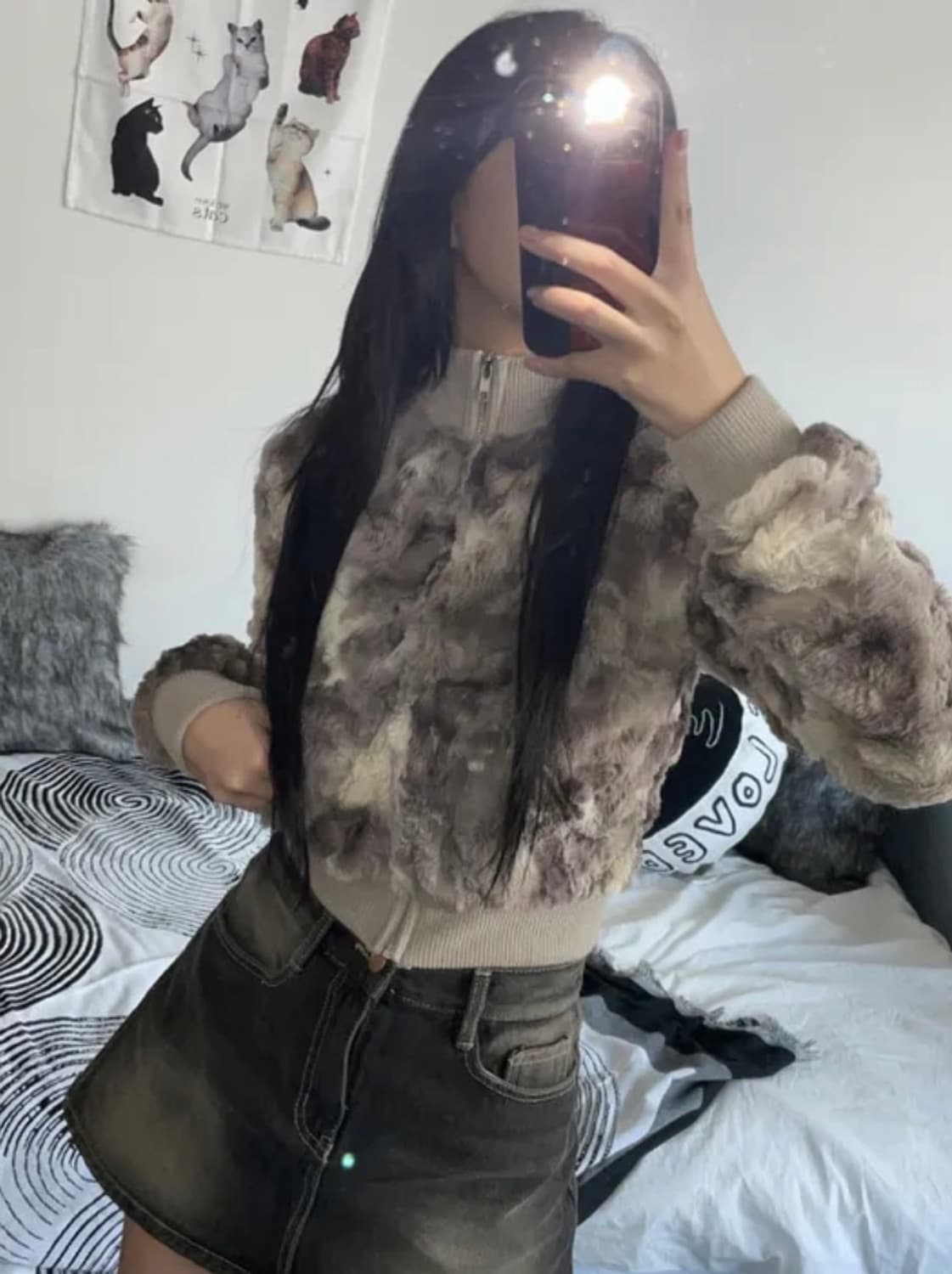 크롭 퍼집업 상품이미지1