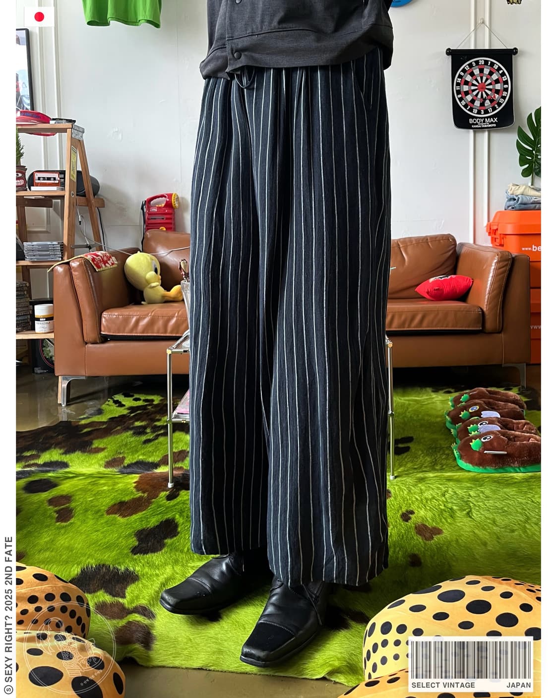 Jpn Vintage Stripe Real Wide Linen Pants 상품이미지1