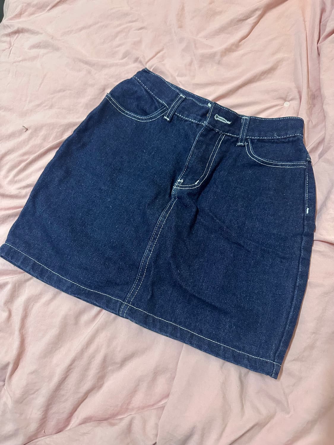 화이트 스티지 생지 데님스커트 상품이미지1