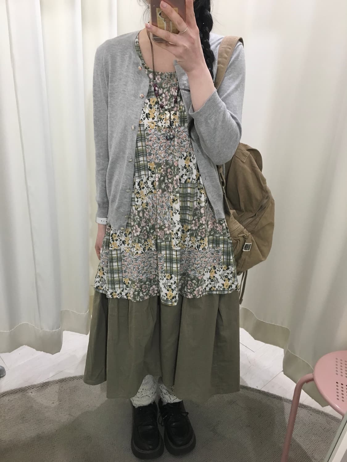 카키 모리 스커트 상품이미지3