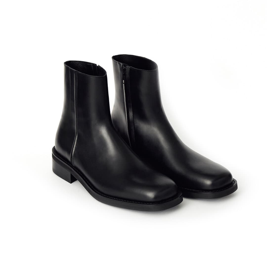 새상품(285) 로맨틱무브 미니멀 스퀘어토 집업 첼시부츠 블랙 상품이미지4