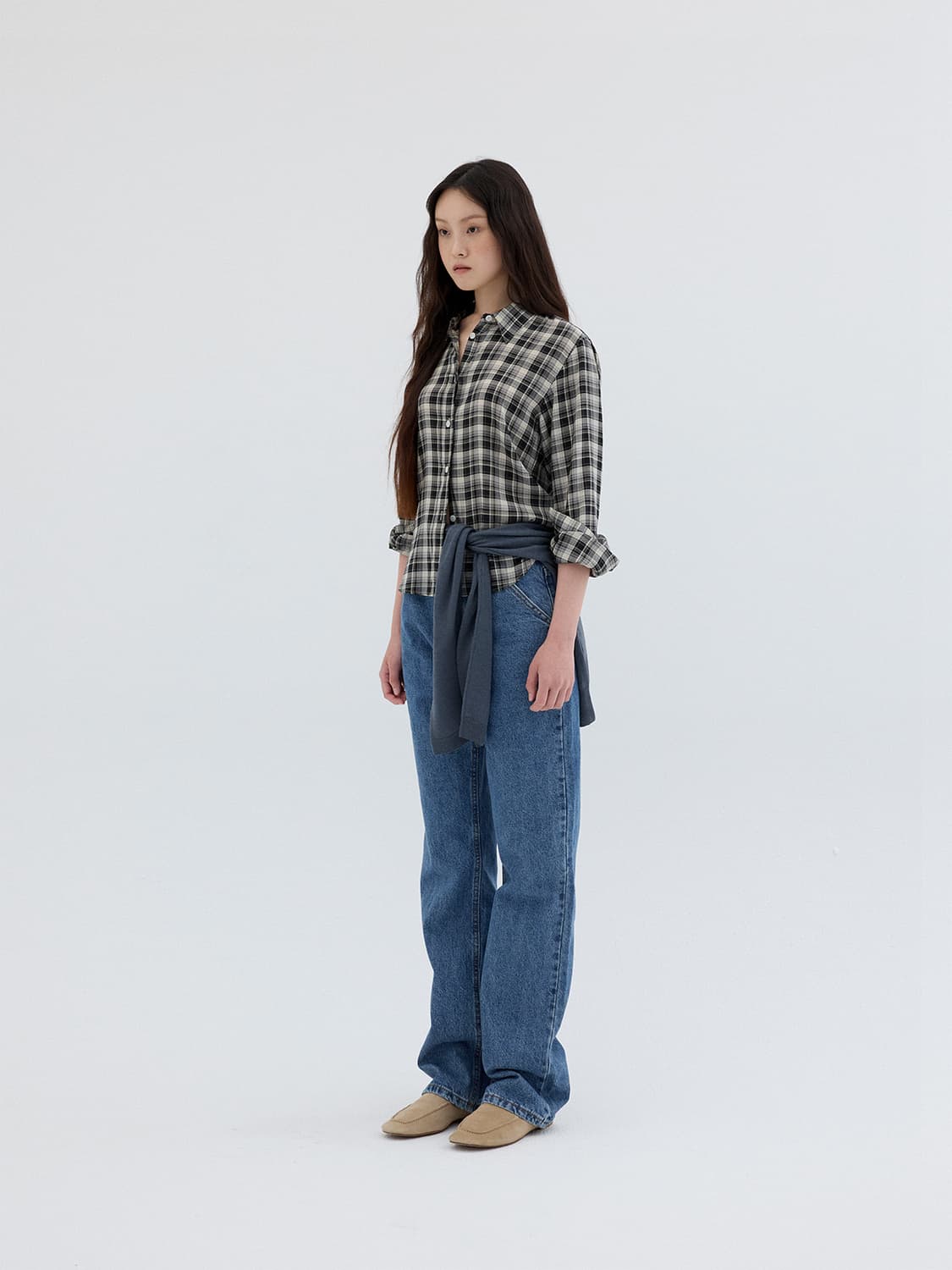 리플레인 COTTON BLEND CHECK SHIRT_BLACK 상품이미지4