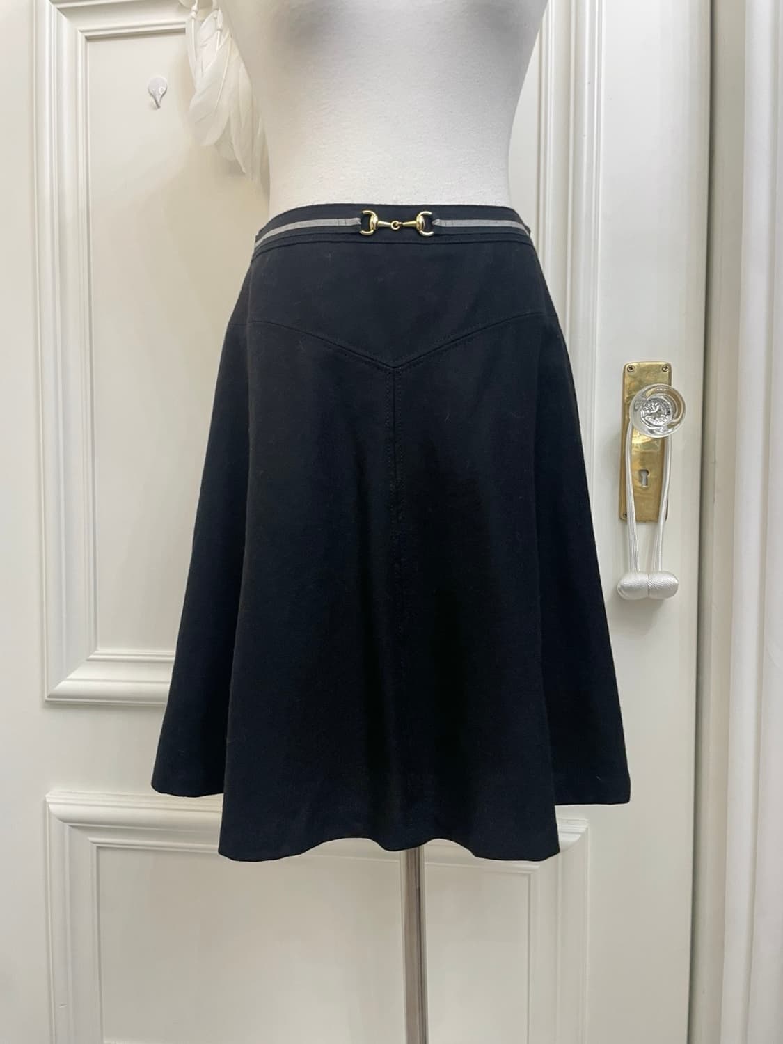 black waist point flare midi skirt 상품이미지5