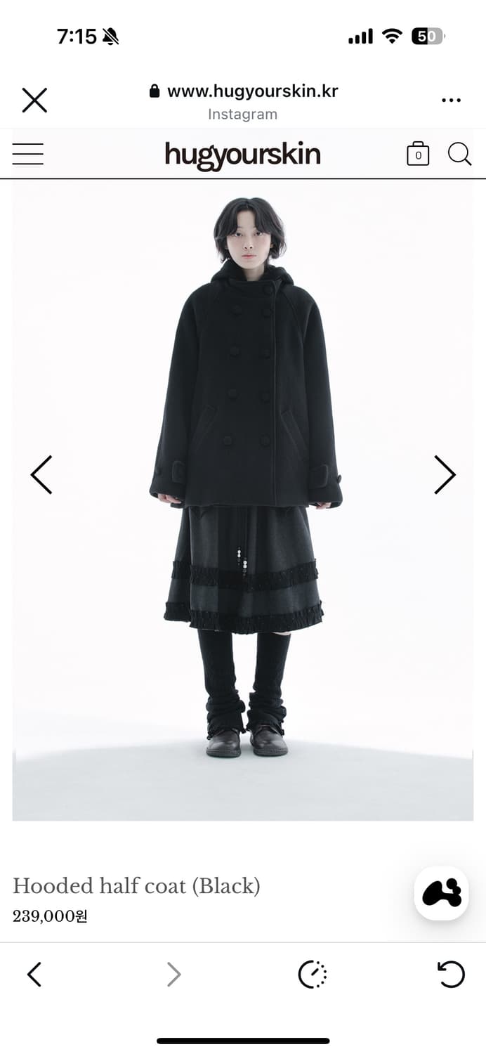 허그유어스킨 후드 하프 코트 블랙 (쿨거 -1만) 상품이미지6