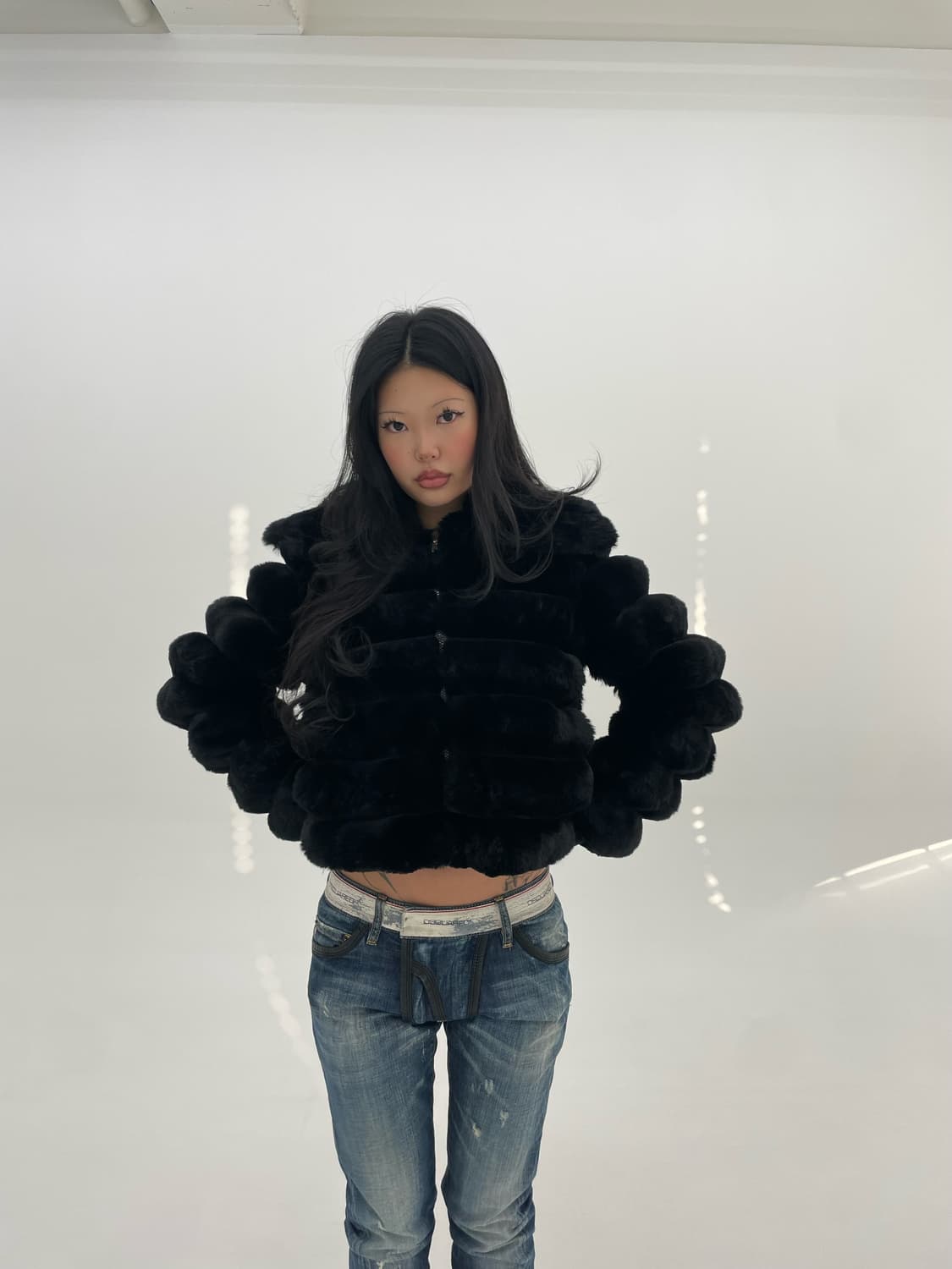 Vintage Black Fur Jacket 상품이미지2