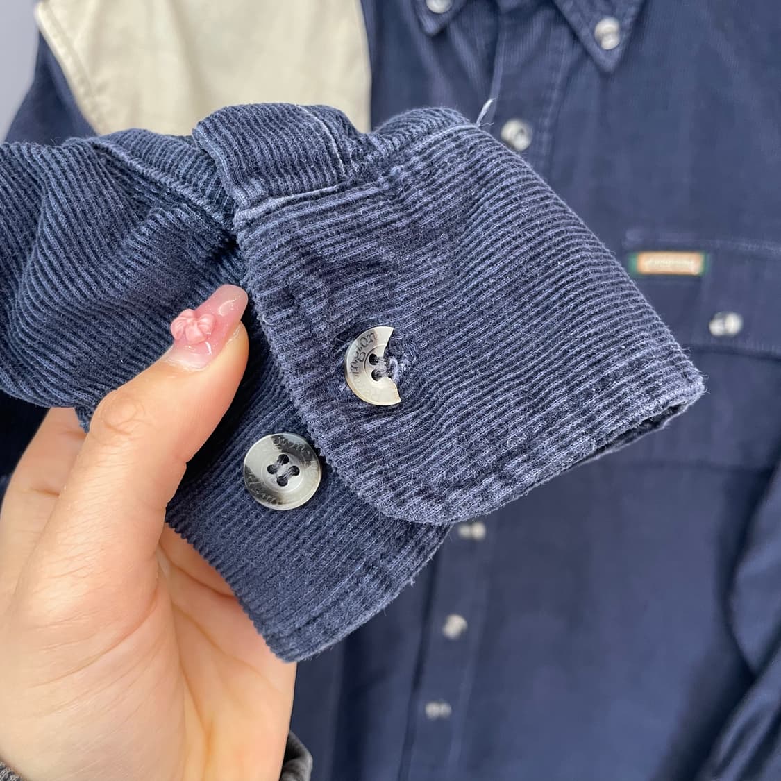 빈티지 네이비 코듀로이 원포켓 긴팔 헌팅 셔츠 L 상품이미지5