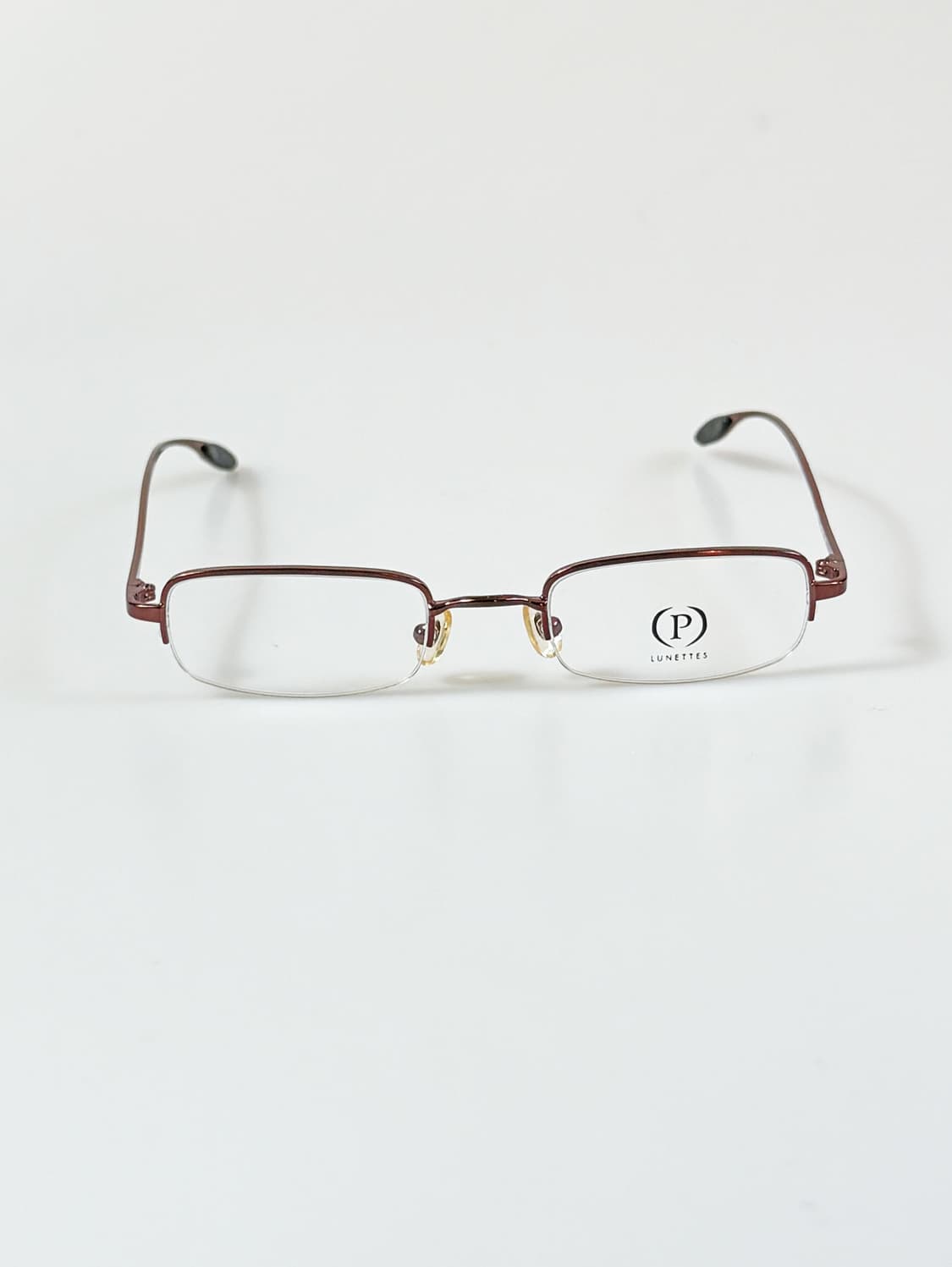 90s P LUNETTES 브라운 반무테 스퀘어 메탈 빈티지 안경 상품이미지2