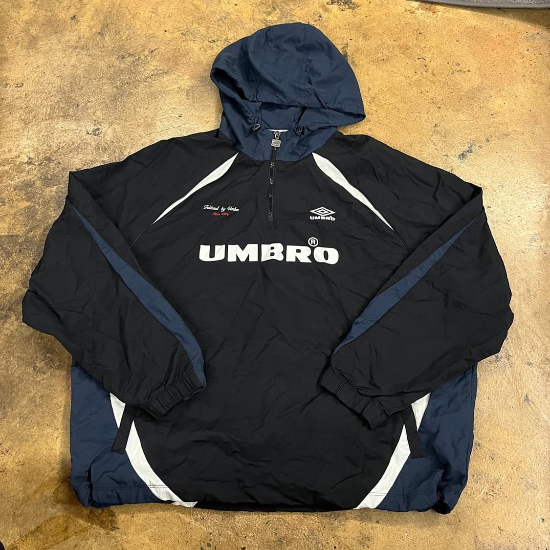 [정품/2XL] 엄브로 바람막이 후드 자켓 블랙 네이비 b12 상품이미지2