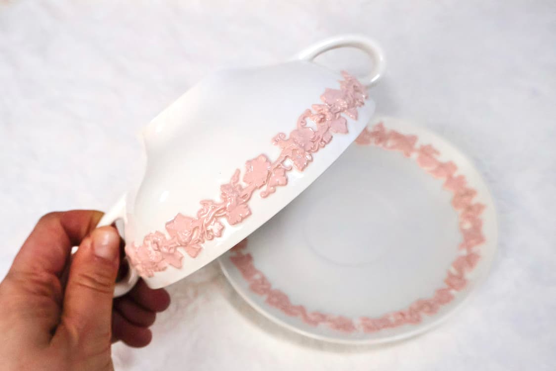 [영국앤틱]웨지우드 퀸즈웨어 핑크온크림 양손스프볼 상품이미지5