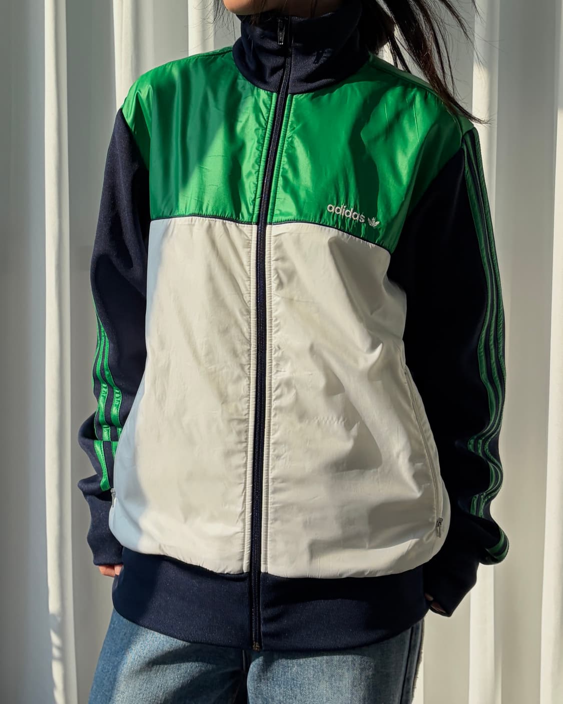 [L]아디다스 트레포일 나일론 흰초 트랙탑 져지 상품이미지1