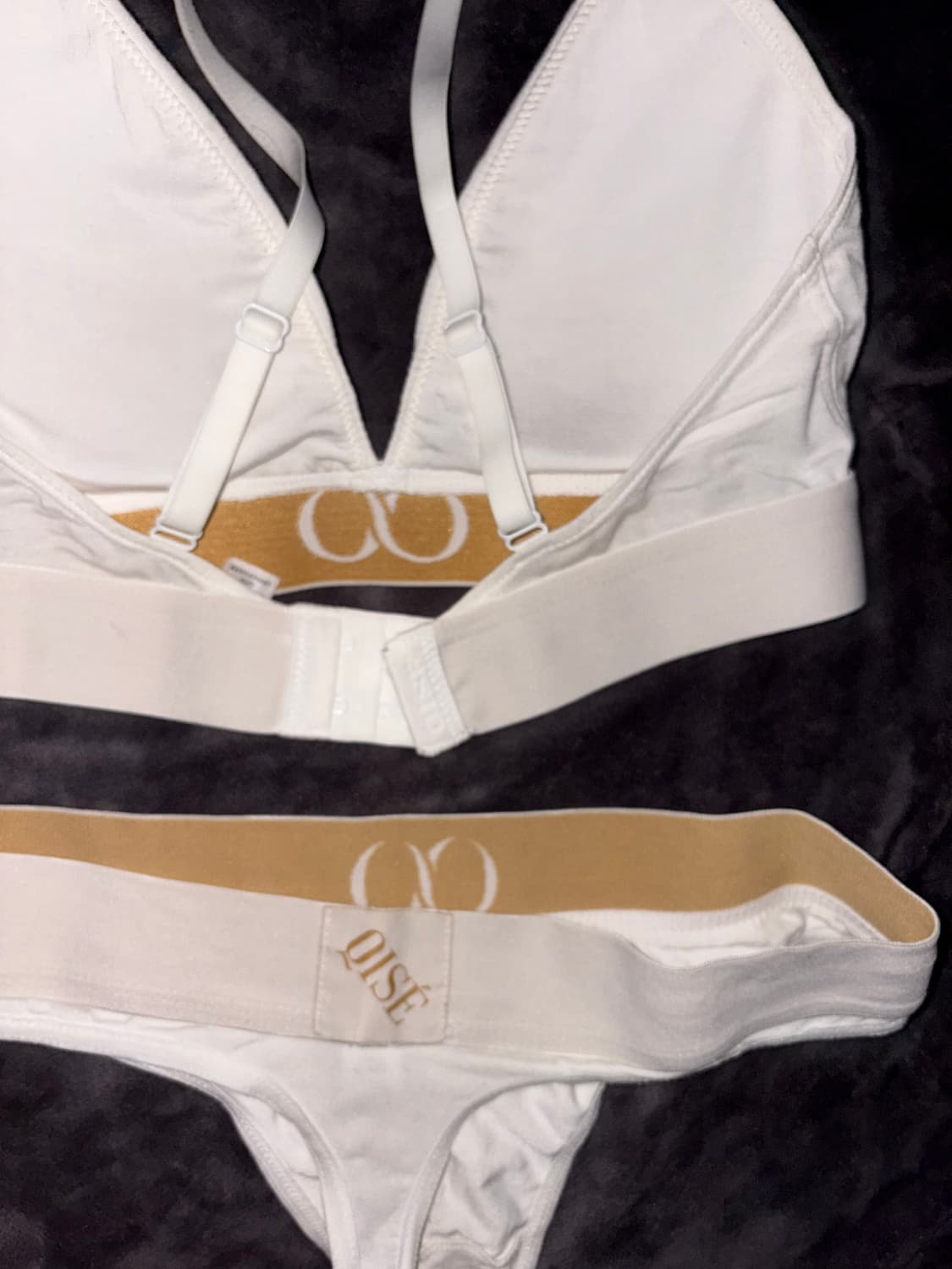 qise 바프용 섹시 고급 화이트 골드 뫼비우스 배색 깔롱 속옷 세트 상품이미지7