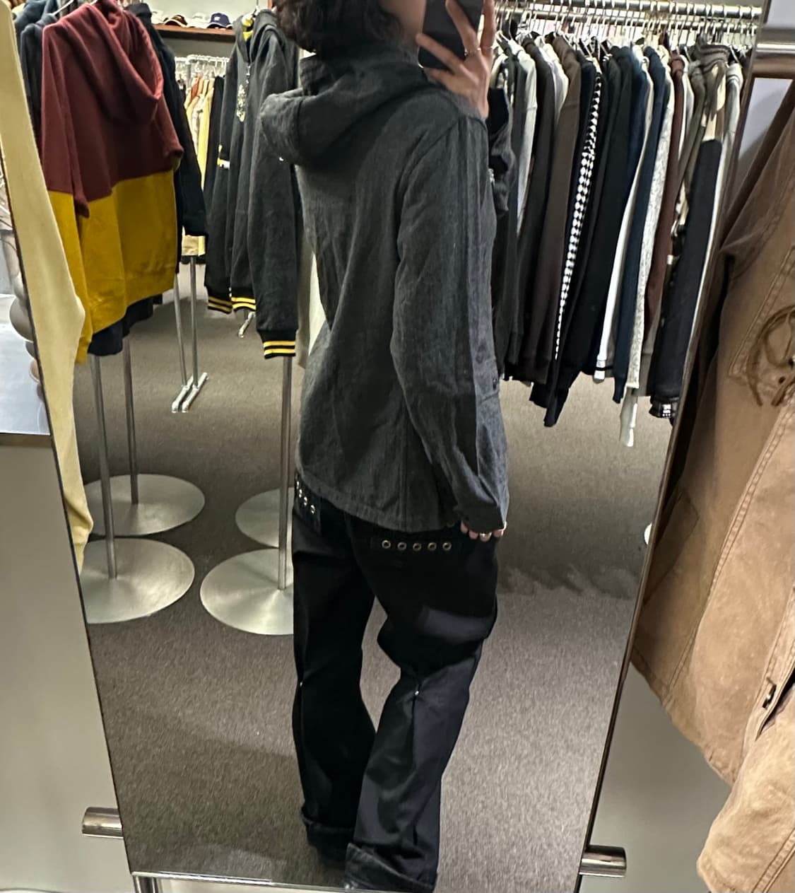 3)Japanese vintage 차콜 울 후드 코트자켓 상품이미지2