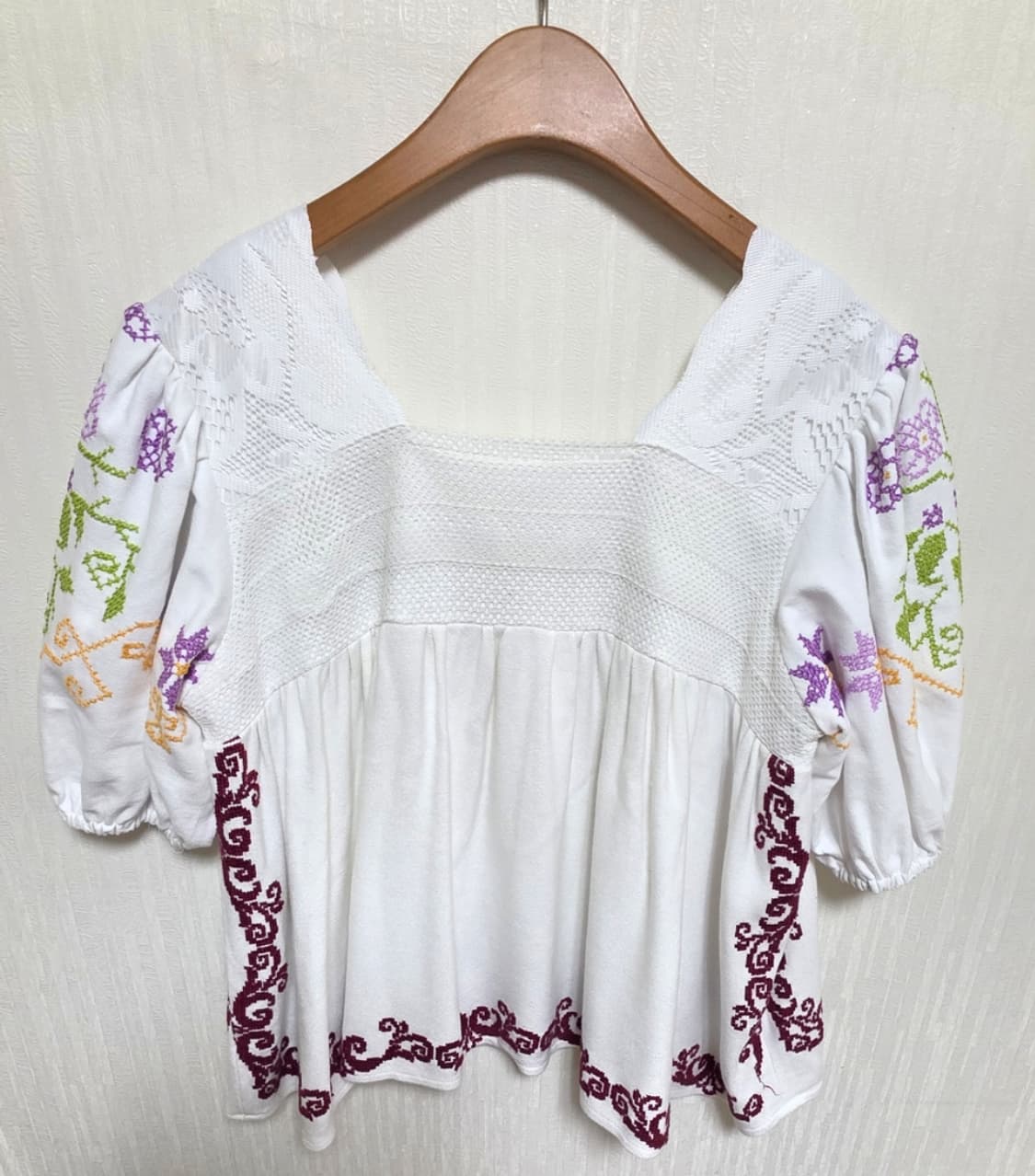 빈티지 아워 스퀘어넥 반팔 자수 블라우스 상품이미지2