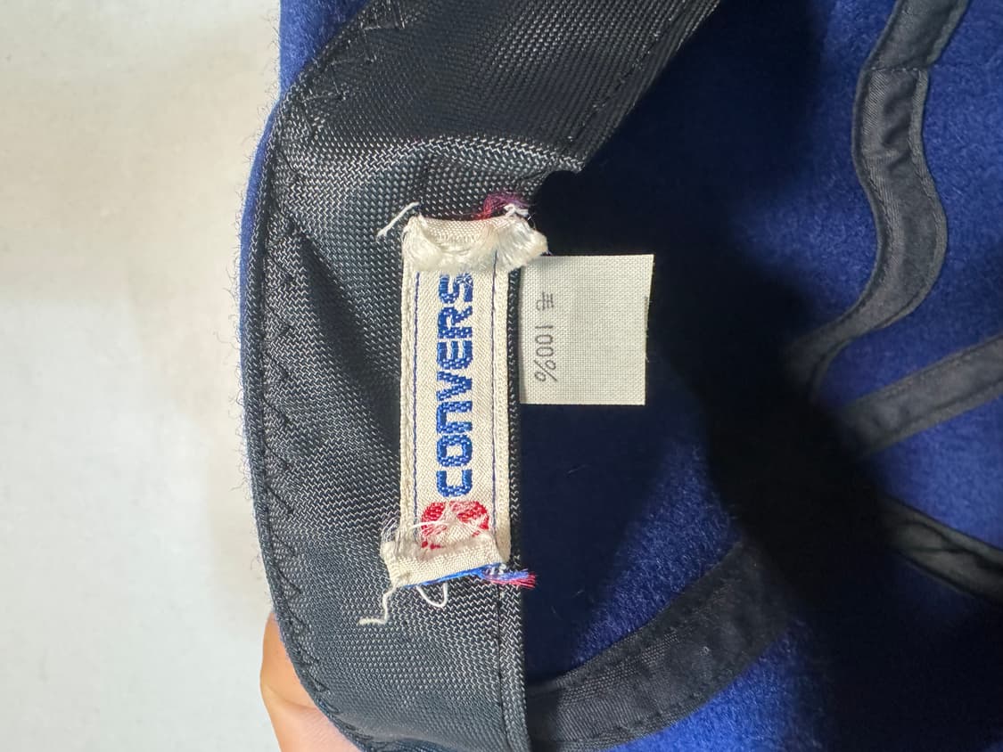 80~90s 컨버스 올스타 빈티지 울 볼캡 블루 모자 자수 로고 스냅백 상품이미지4