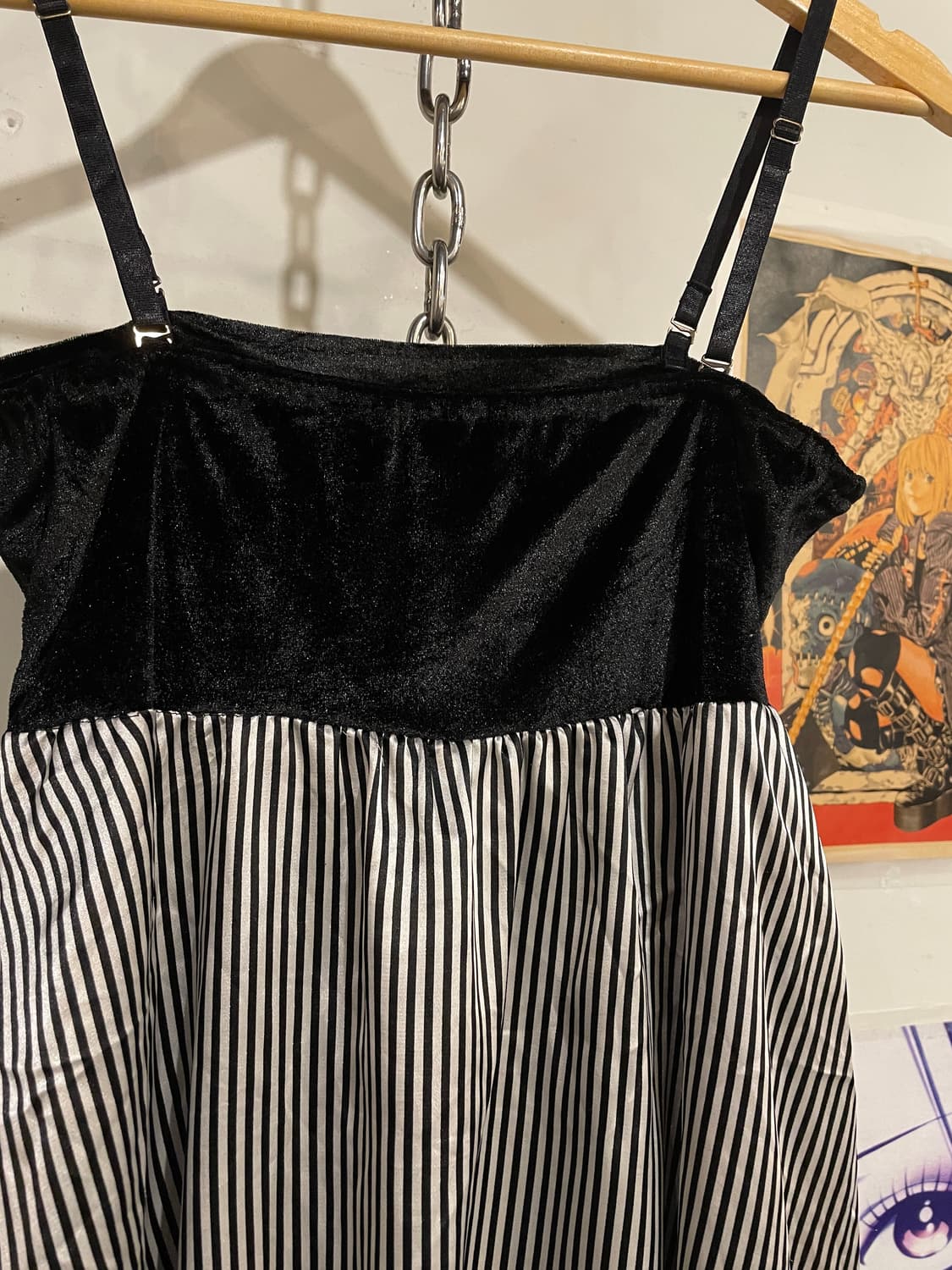 리본 포인트 블랙 스트라이프 원피스 갸루 상품이미지7