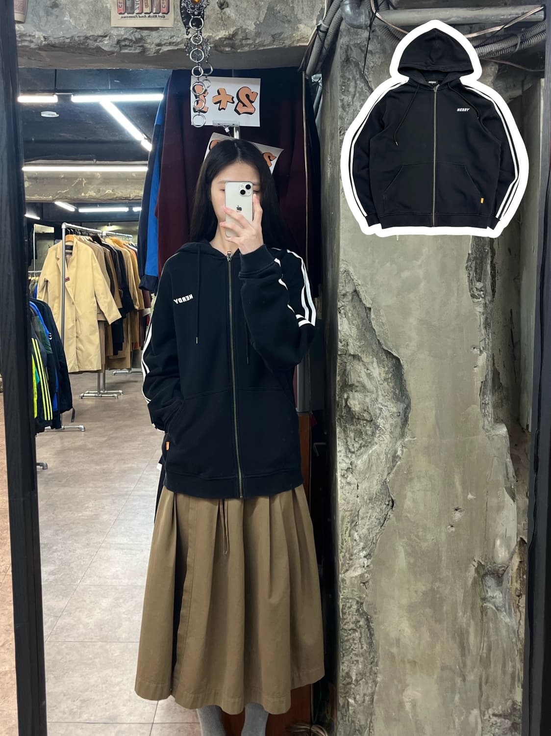 널디 후드집업 블랙 M #csz3517 상품이미지1