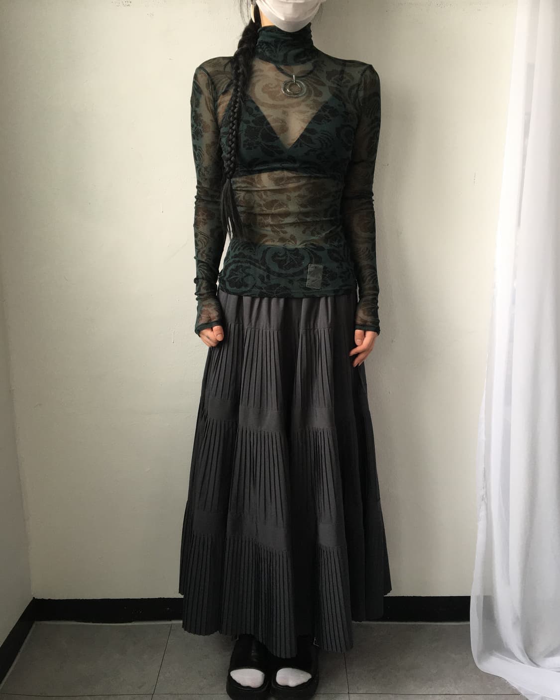 Pleats layer long skirt 상품이미지3