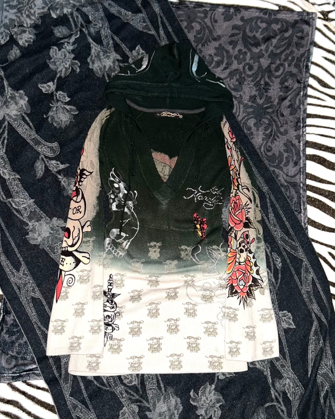 Ed Hardy skull oriental knit hoodie 상품이미지4
