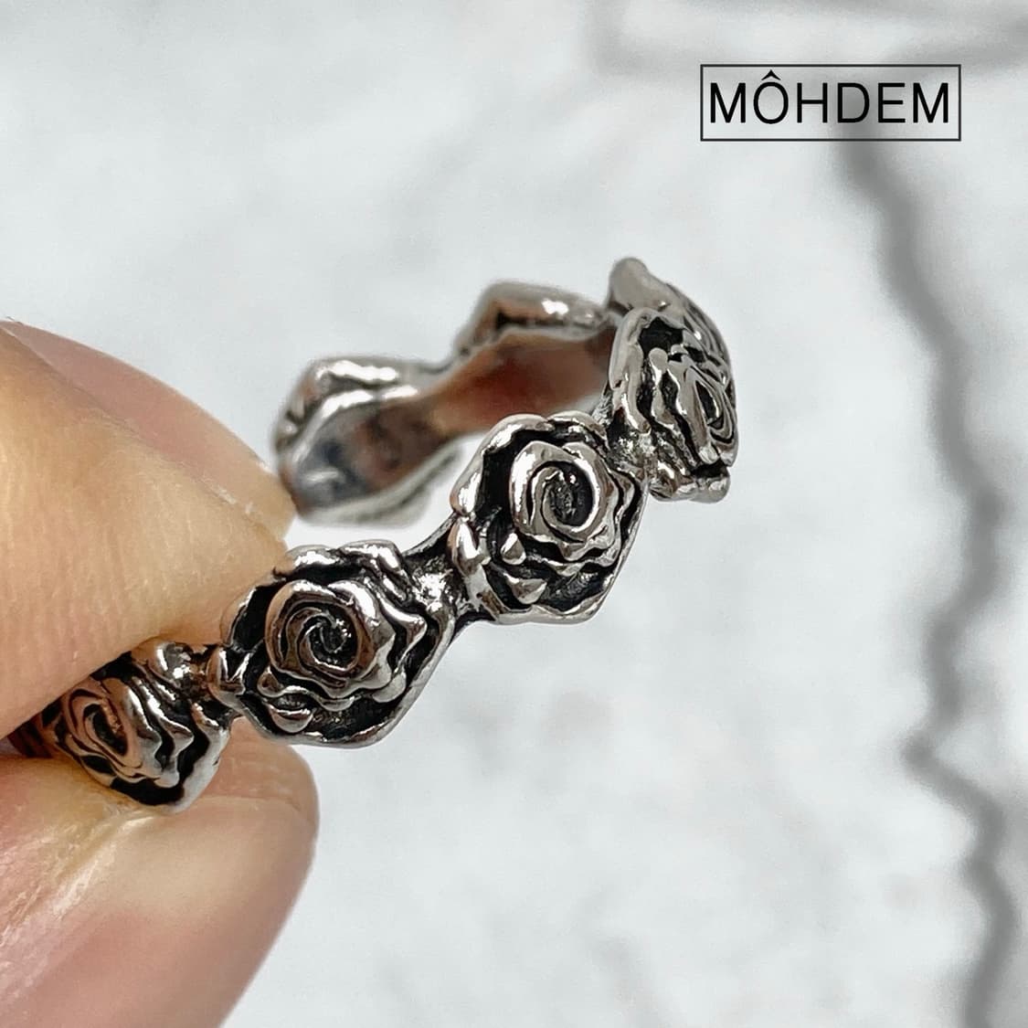 [Unisex]엔틱 로즈링 실버 오픈링 반지 상품이미지3