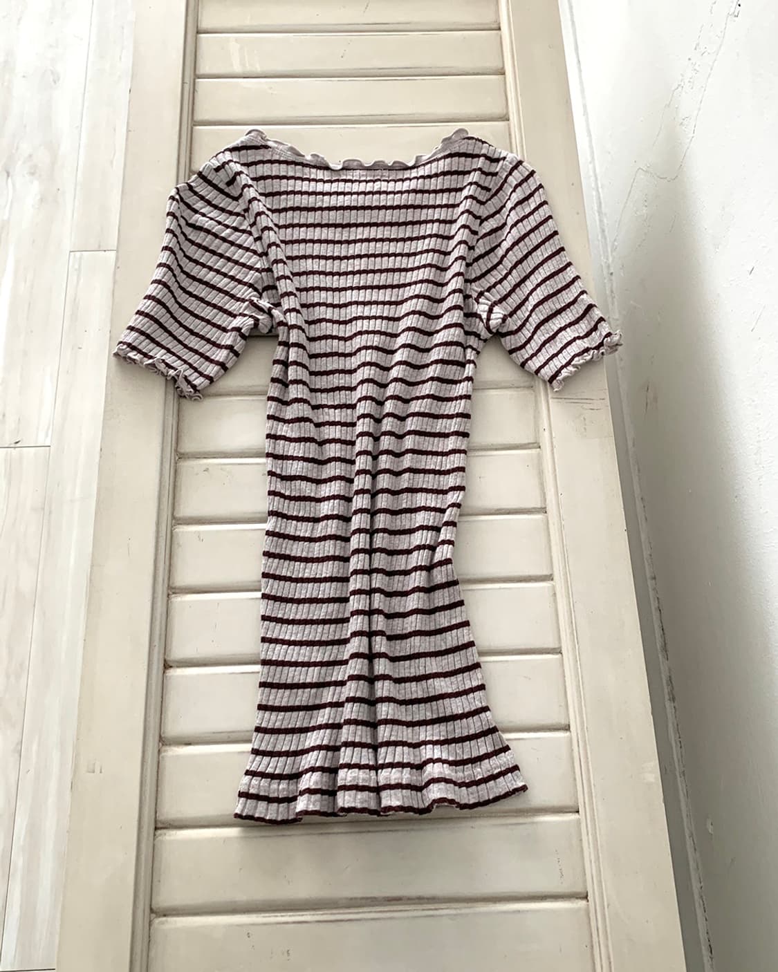 Samansa Mos2 ribbed striped brown top 상품이미지5
