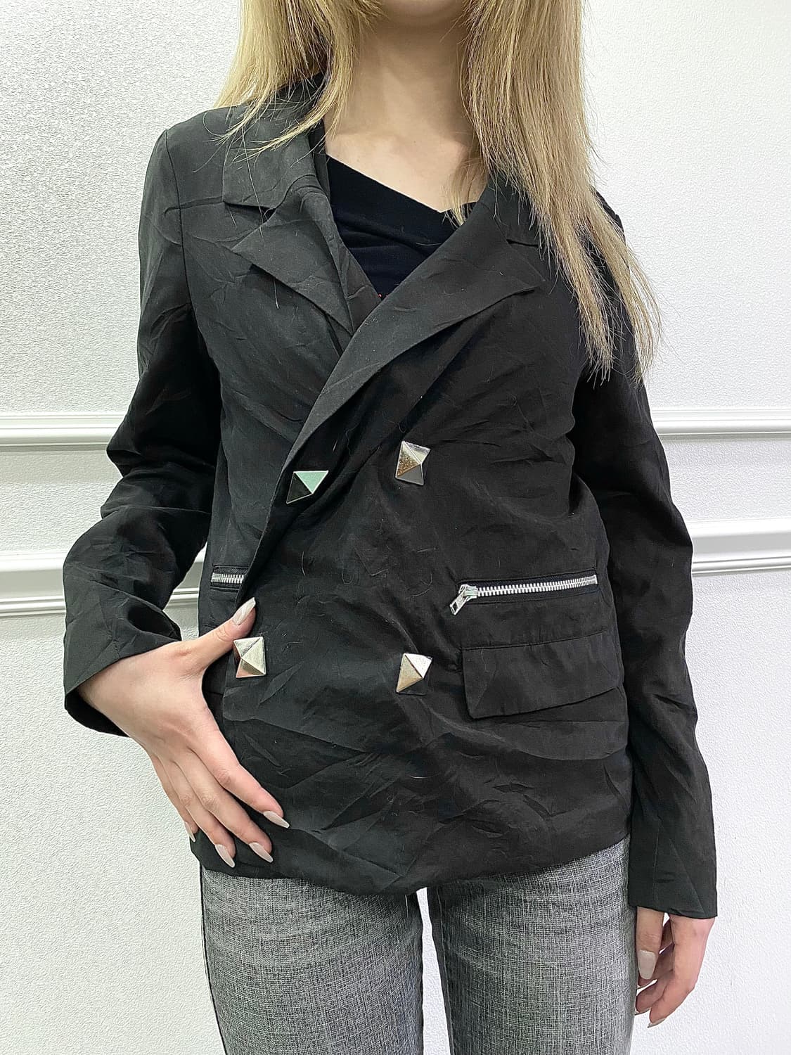 Hedi-Girl Pyramid Button Detail Jacket 상품이미지4