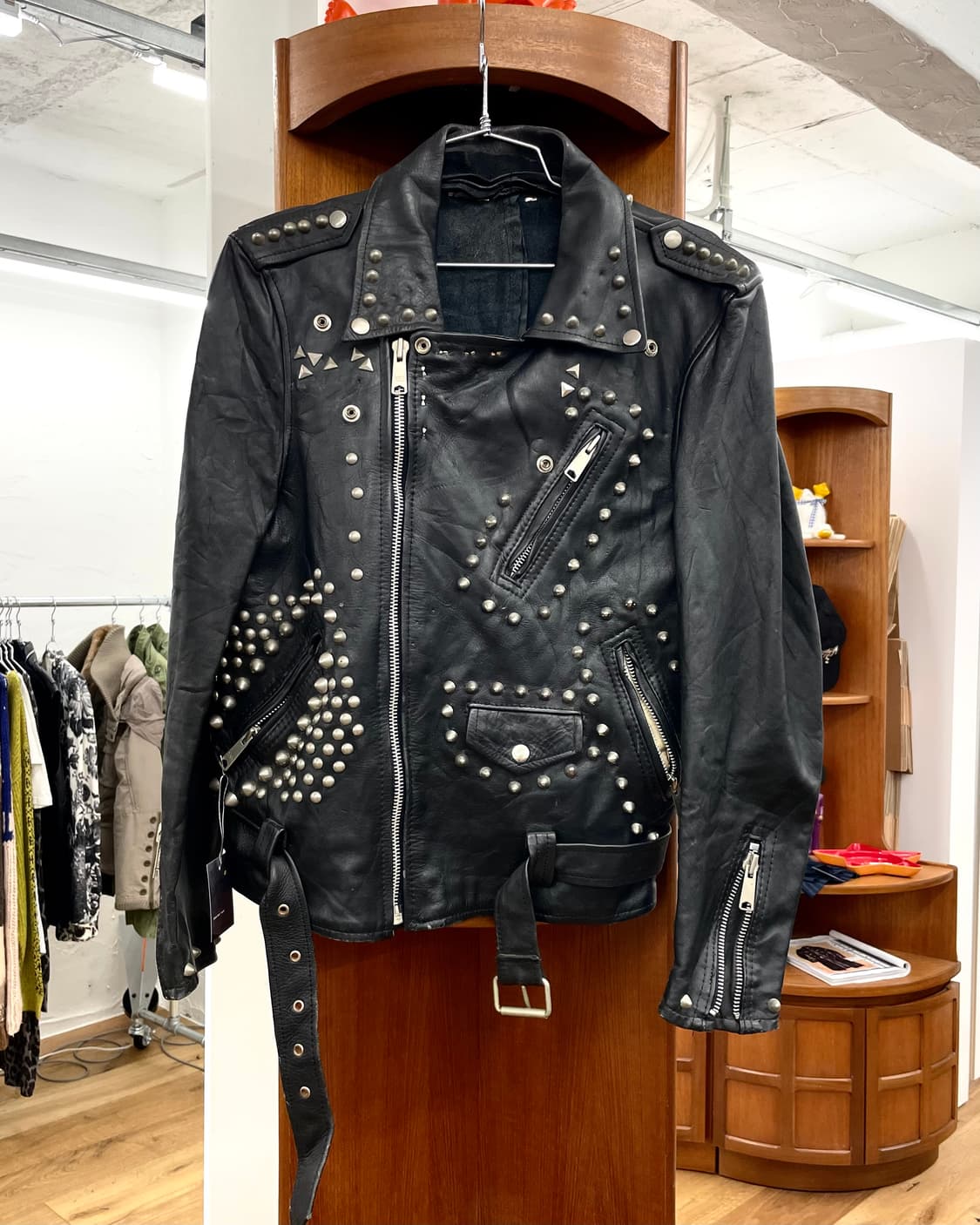80s 스터드 레더 라이더 자켓 상품이미지1