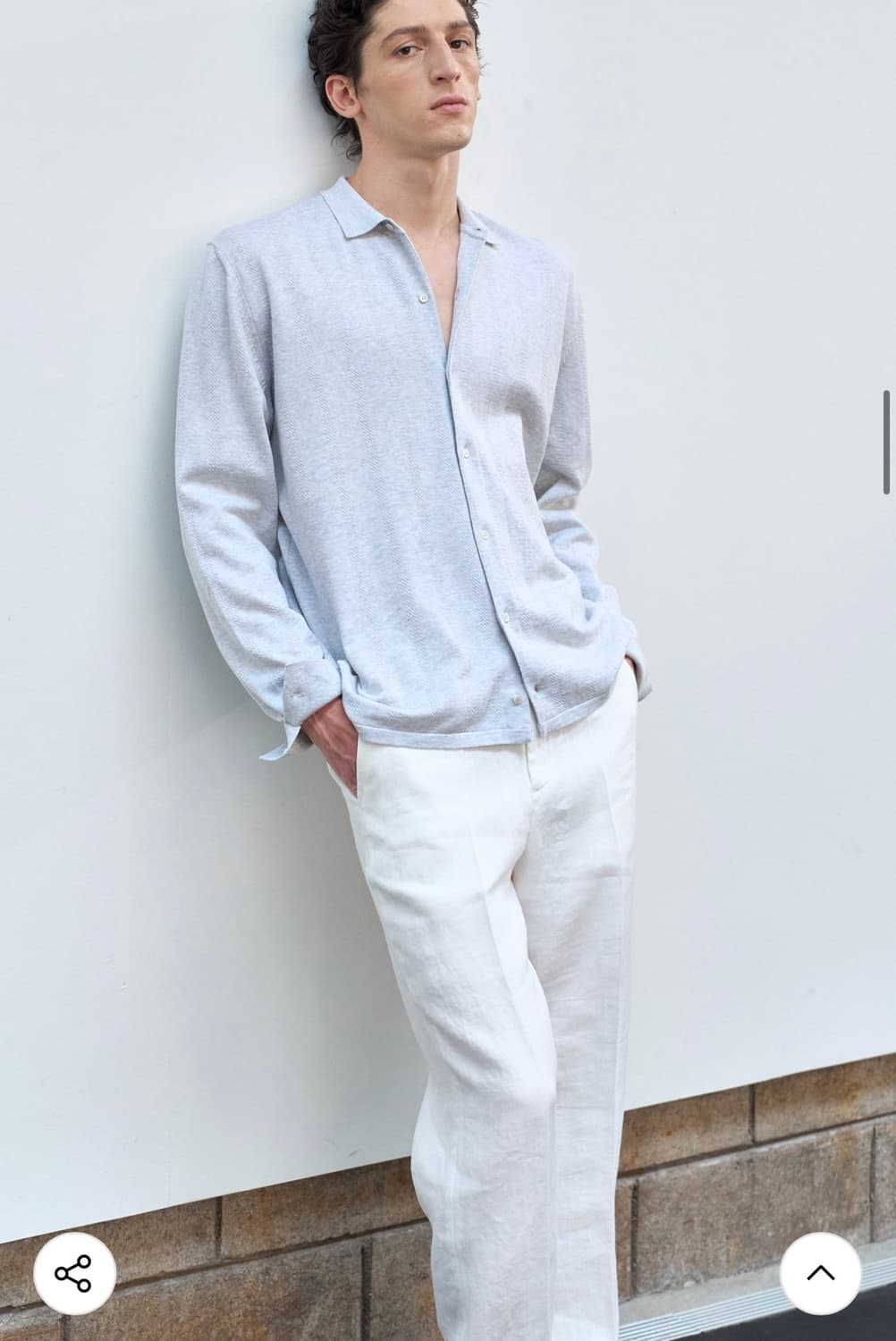 [새상품] 제이리움 코튼 버튼업 니트 셔츠 아이보리 XL 상품이미지5