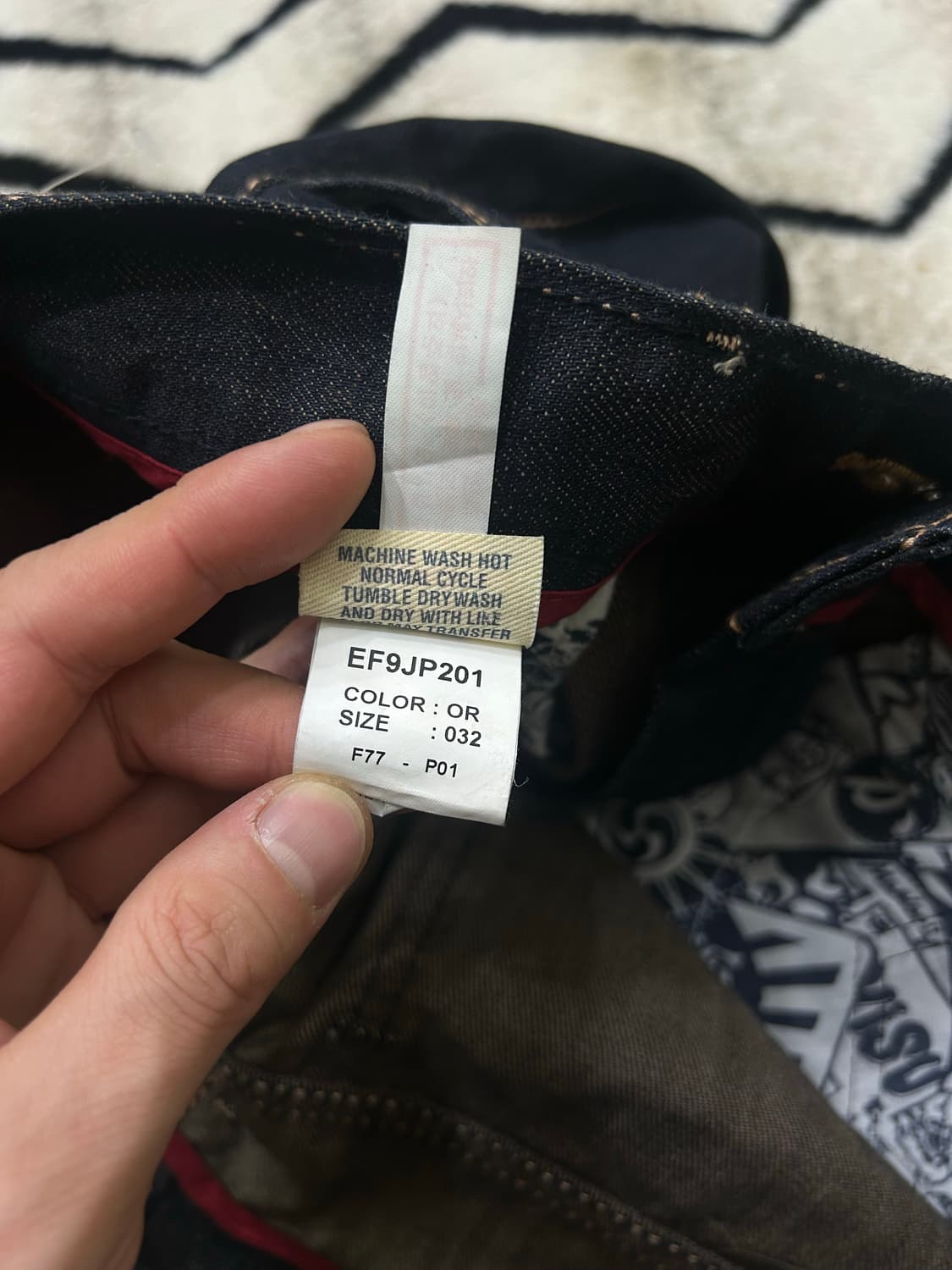 [32]에비수 자수 스트레이트 슬림 데님팬츠/진청 상품이미지4