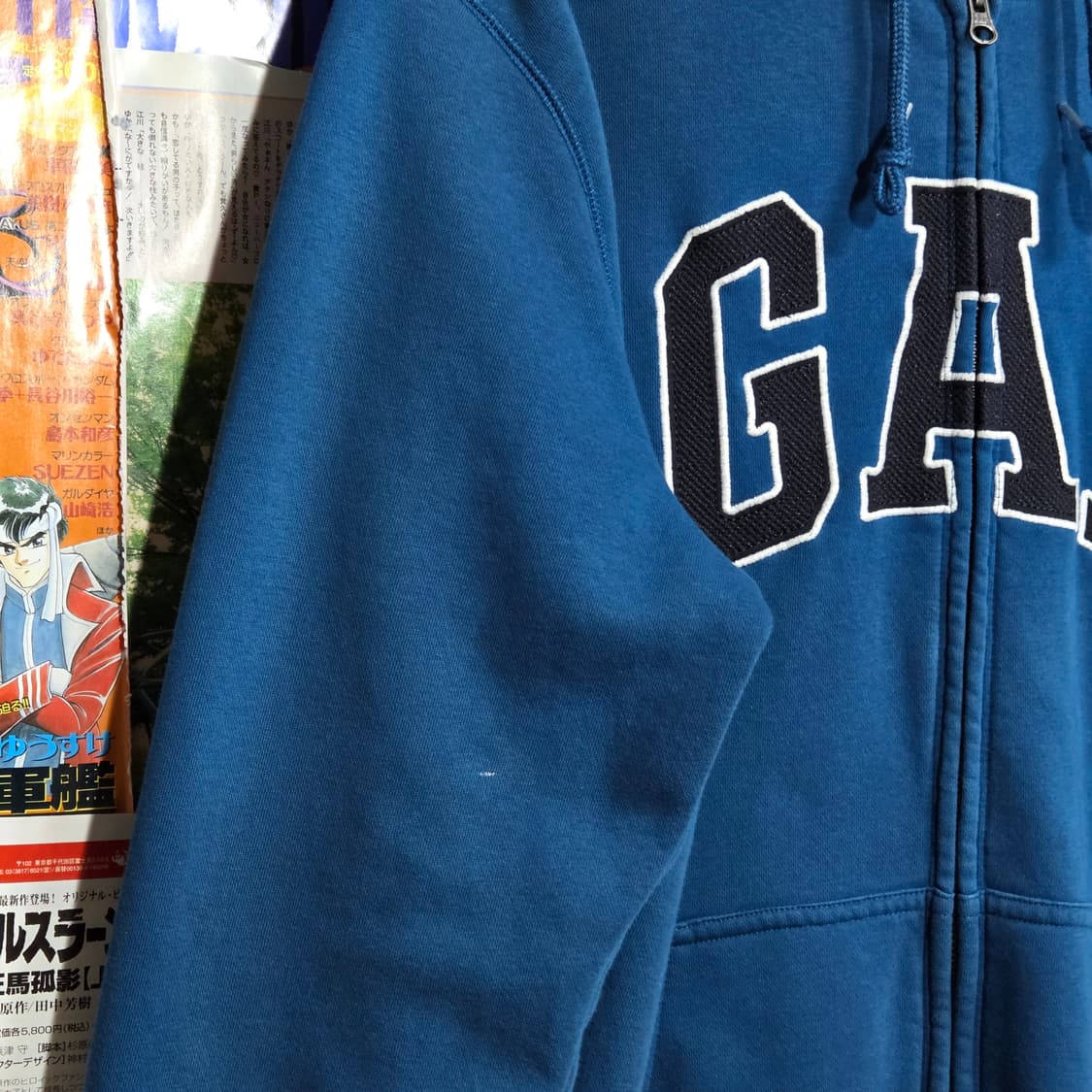 갭 딥블루 빅로고 자수 약기모 후드집업 상품이미지8