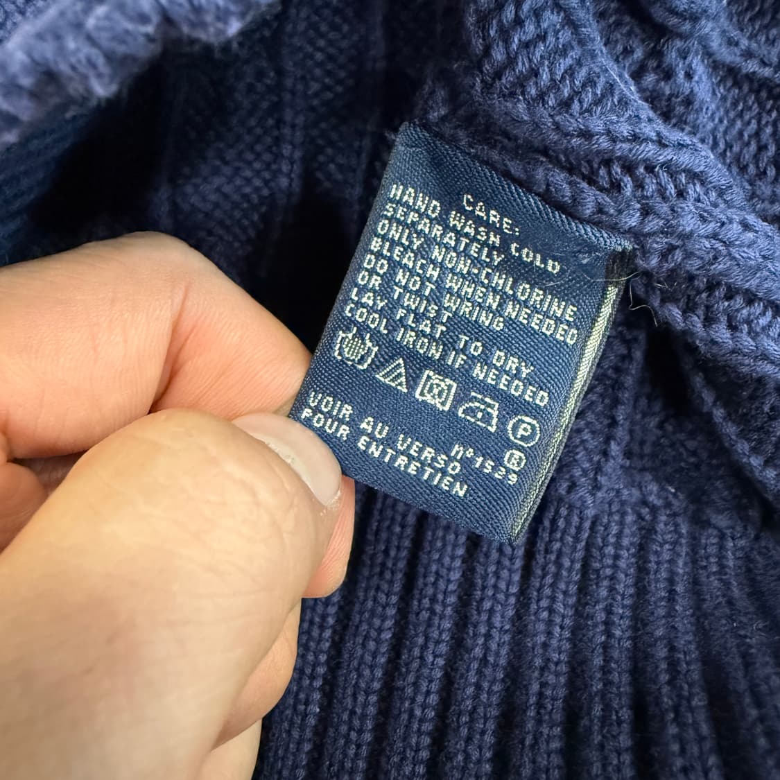 (우먼즈L)폴로 랄프로렌 코튼 브이넥 꽈배기니트(네이비) 상품이미지3