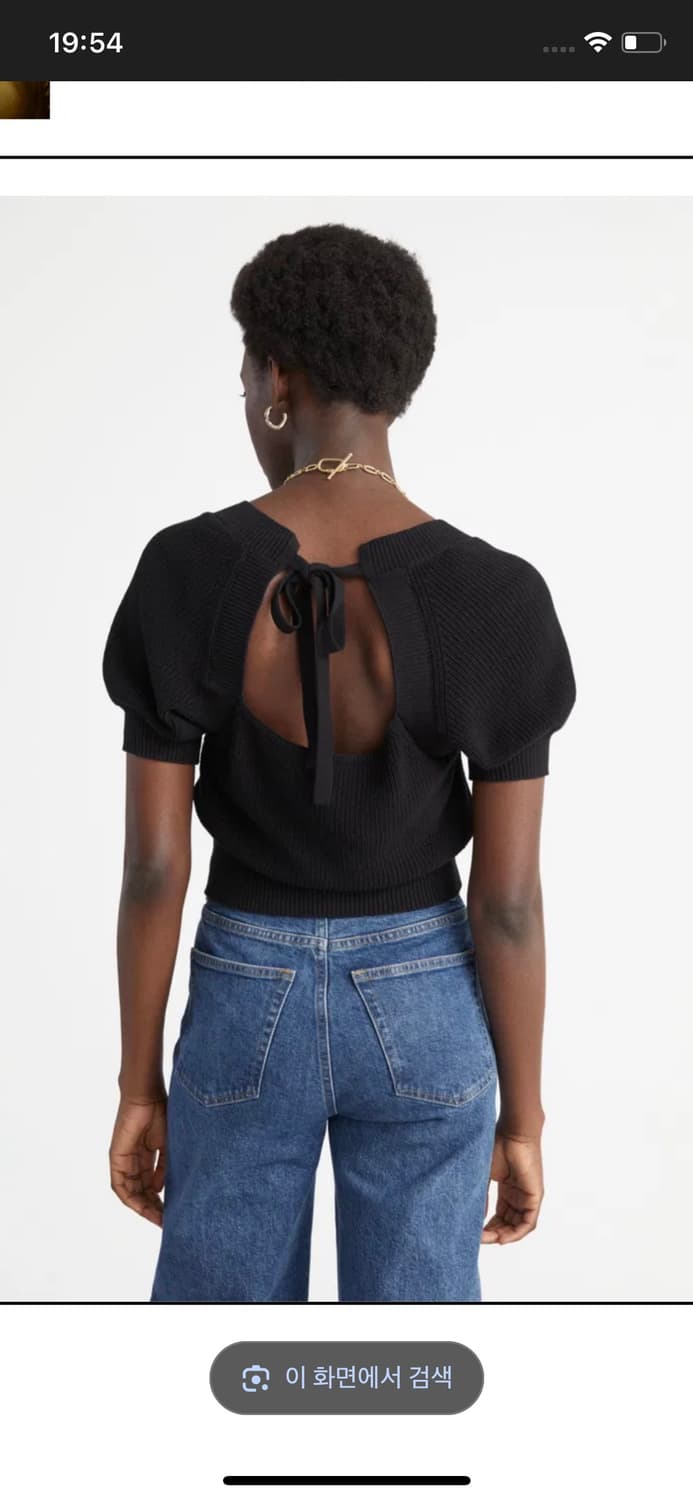 앤아더스토리즈 블랙 백리본 퍼프 반팔 니트 상품이미지1