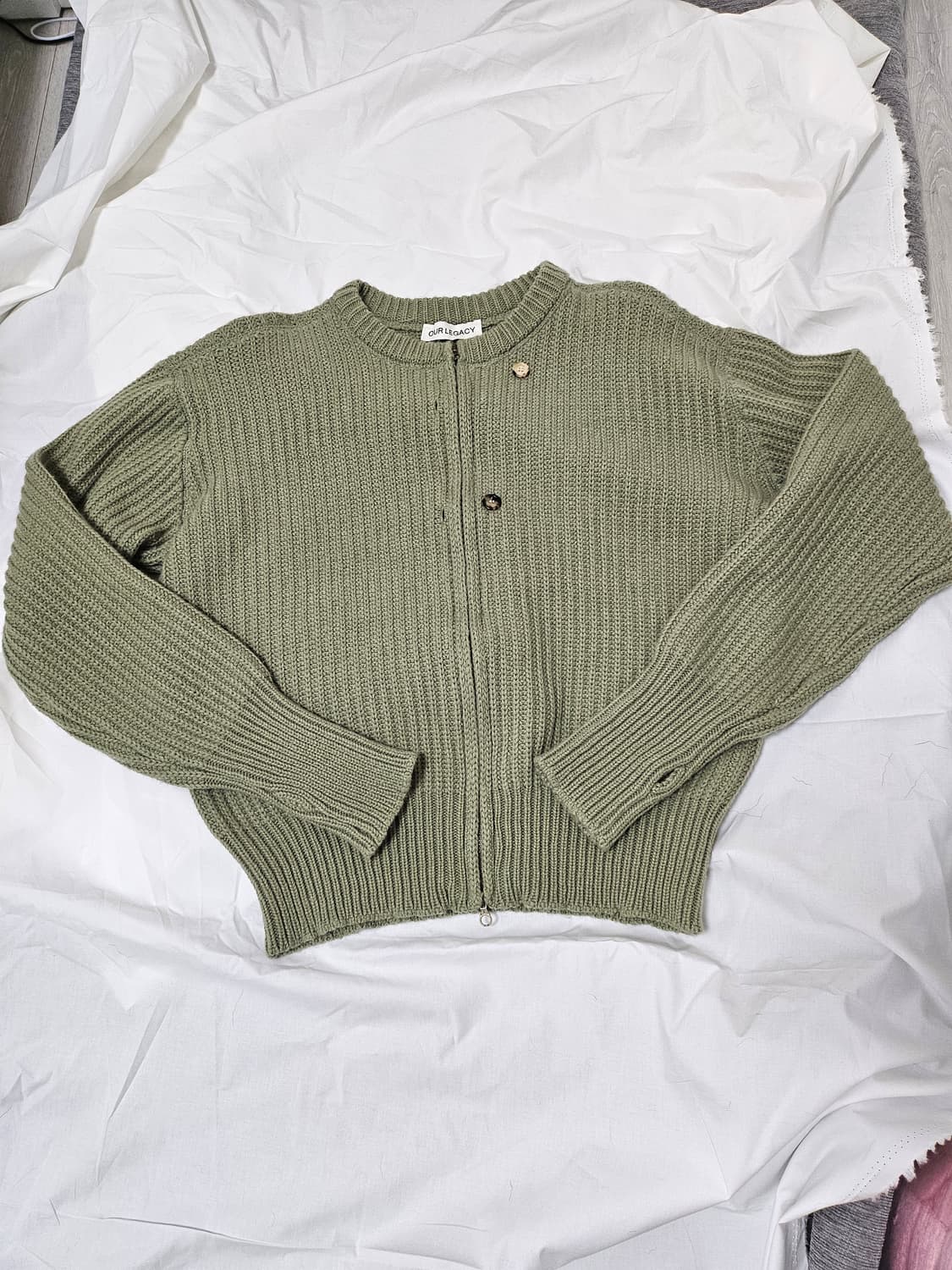 아워레가시 집업 랩 가디건 리파인드 그린 쿼티디안 울 48 상품이미지1