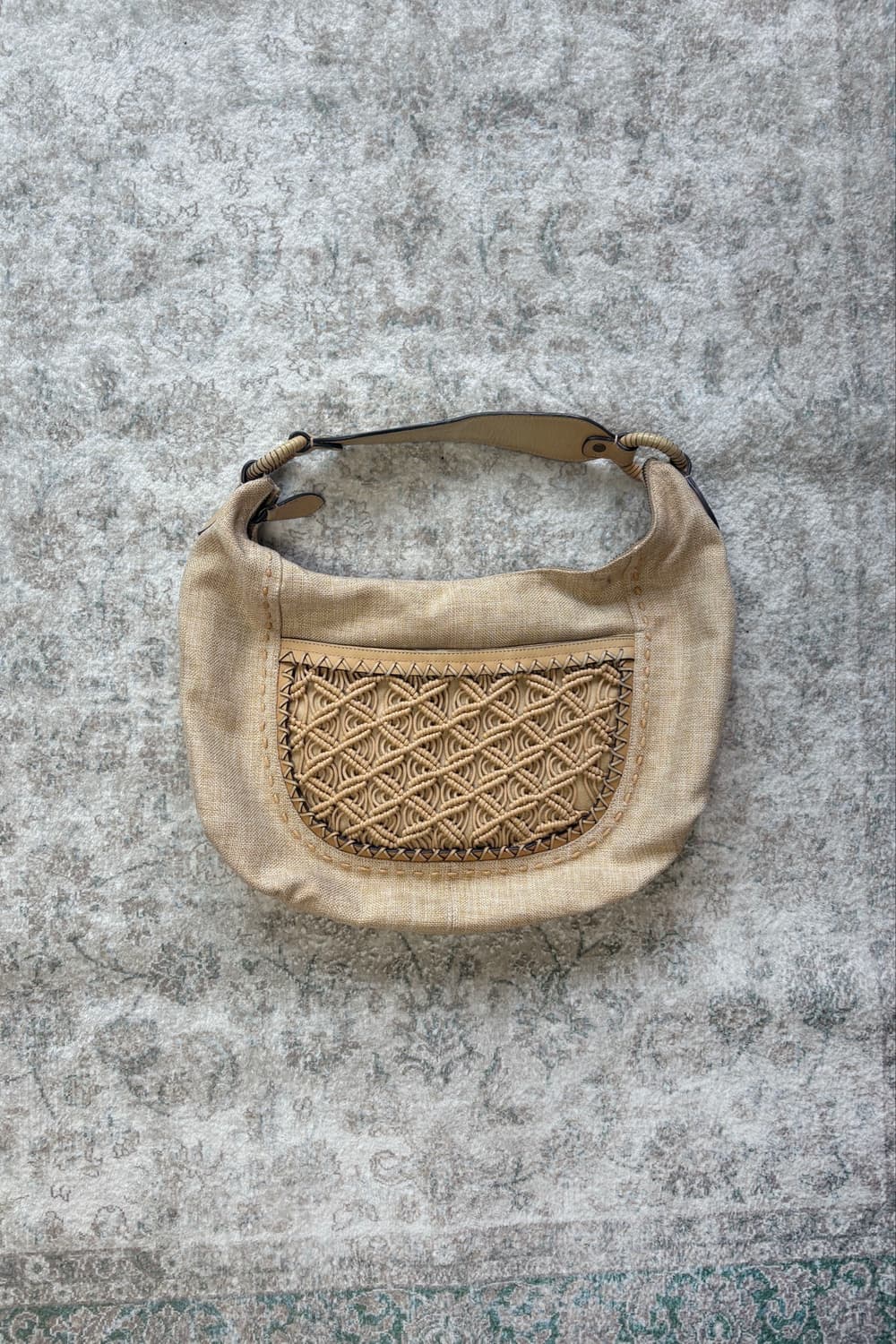 Canvas Boho Crescent Moon Shoulder Bag 상품이미지1
