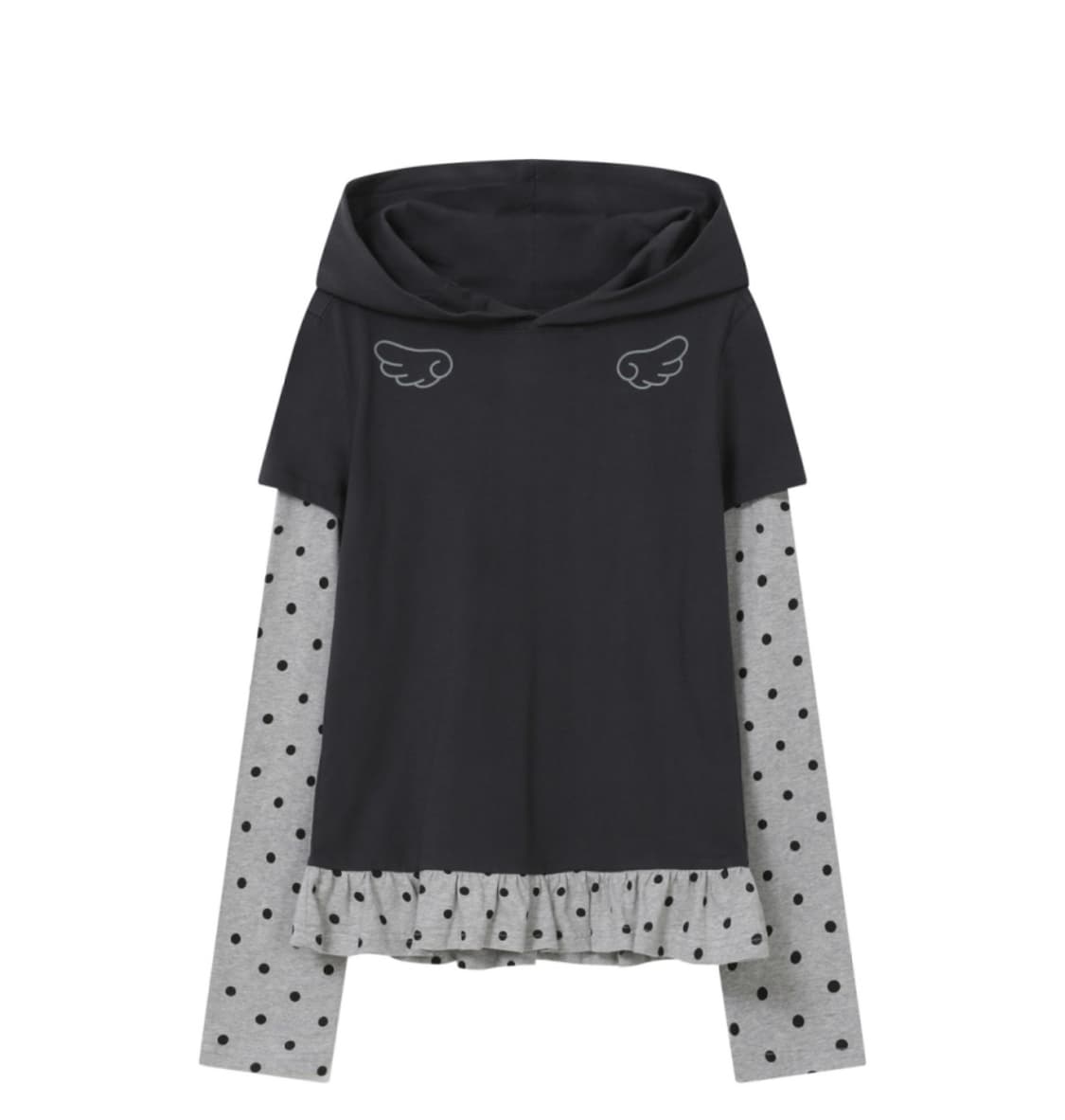 바우프 엔젤 슬림핏 레이어드 후드 티셔츠 상품이미지1