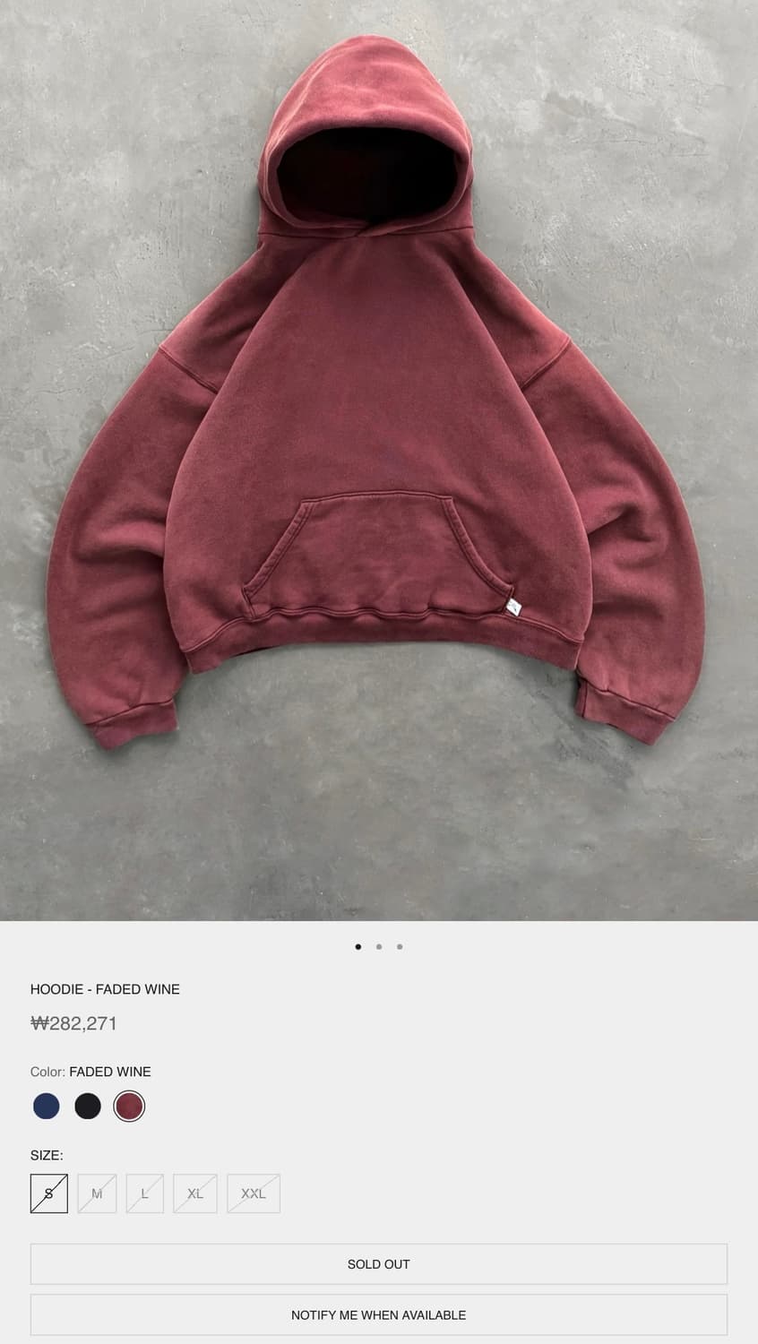 아킴보 클럽 페이디드 와인 후디 상품이미지4