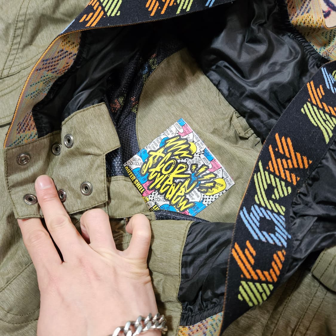 ACORN 카키 나일론 와이드 보딩 팬츠 상품이미지8