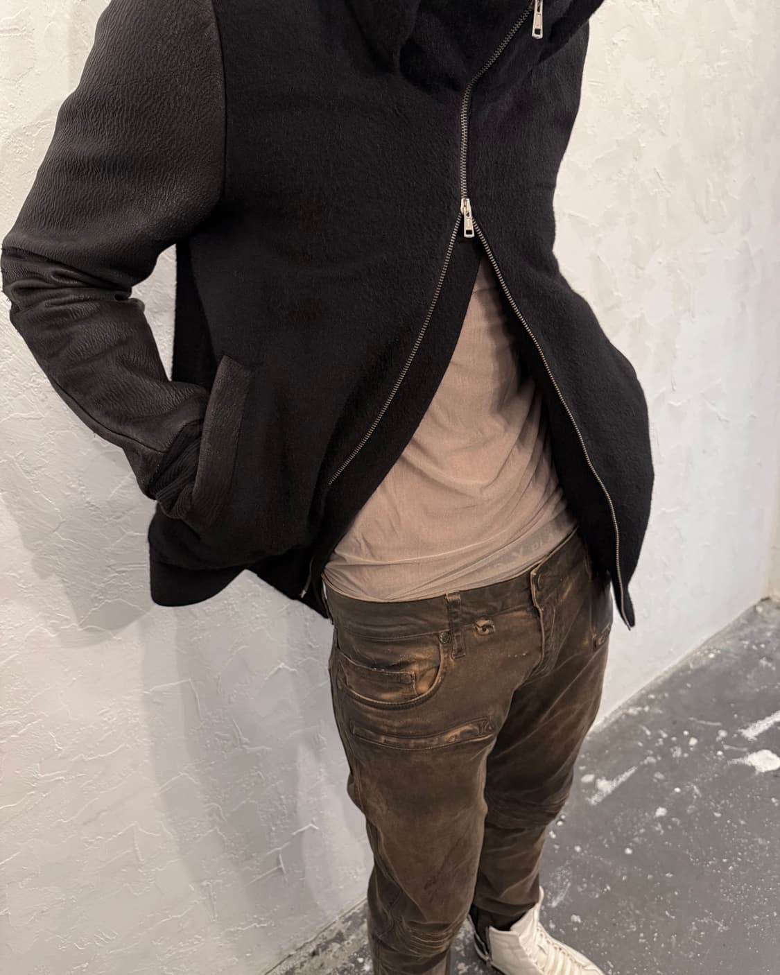 DBSS 15AW “feather to snow” 레더슬리브 봄버 상품이미지3