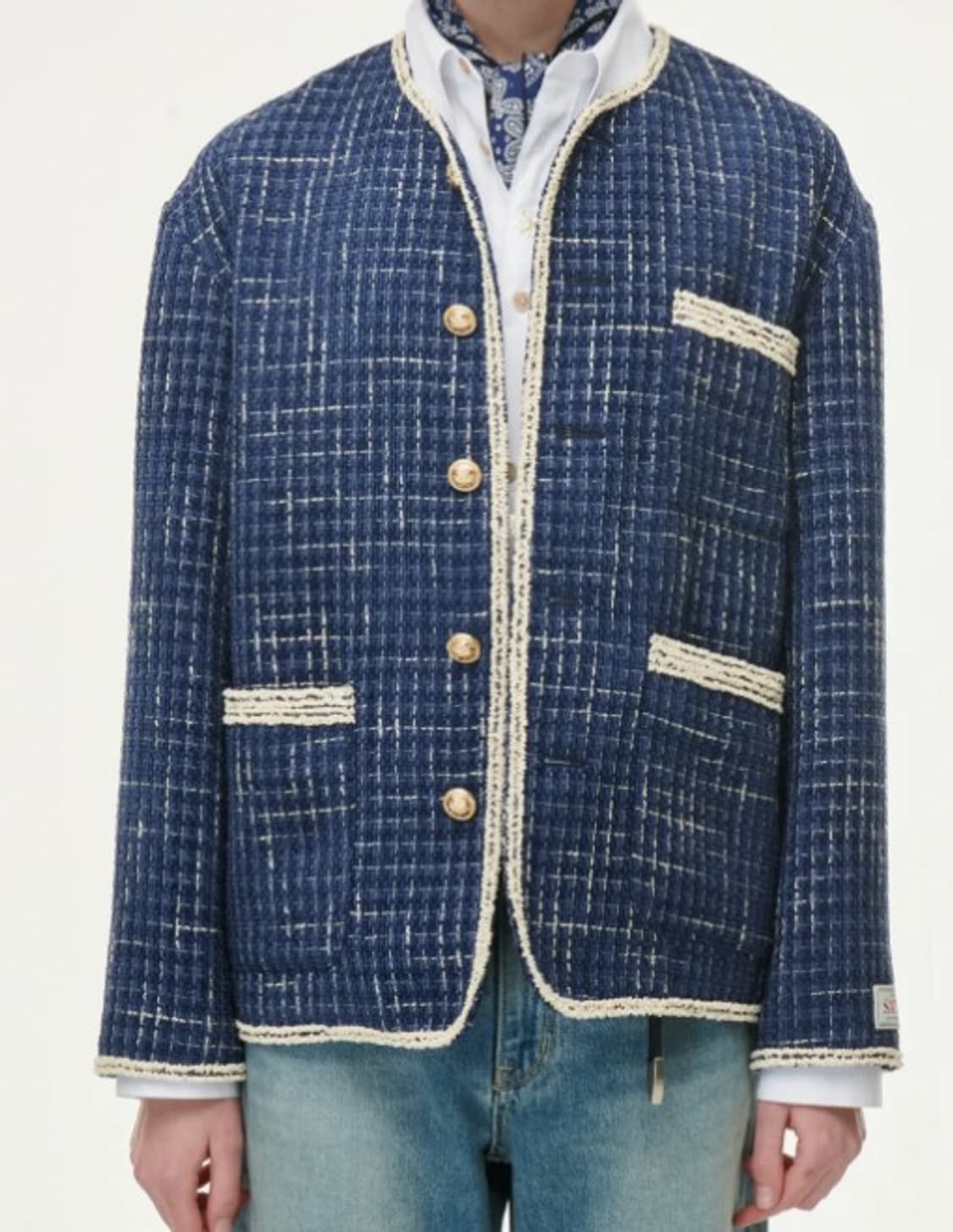 세터 몰턴 트위드 자켓 블루 L 상품이미지2