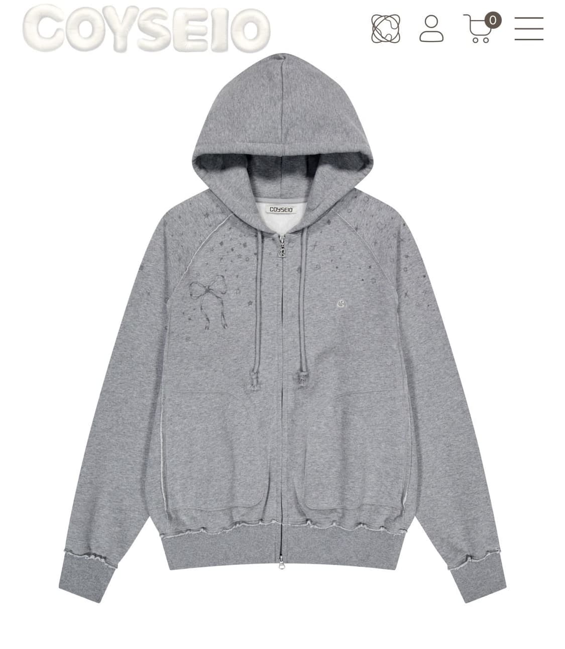 코이세이오 트윙클 후드집업 멜란지그레이 상품이미지1