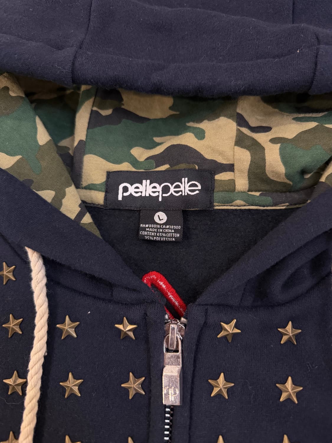 00s 펠레펠레 성조기 스터드 카모 힙합 후드집업 네이비 상품이미지5