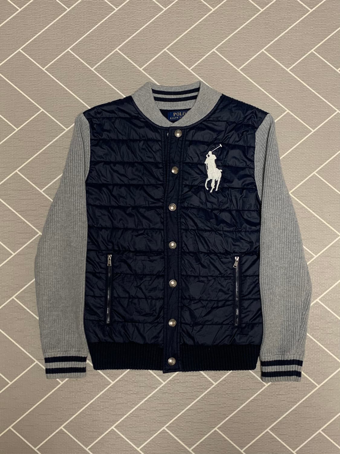 폴로 빅포니 니트패딩 네이비 그레이 상품이미지1