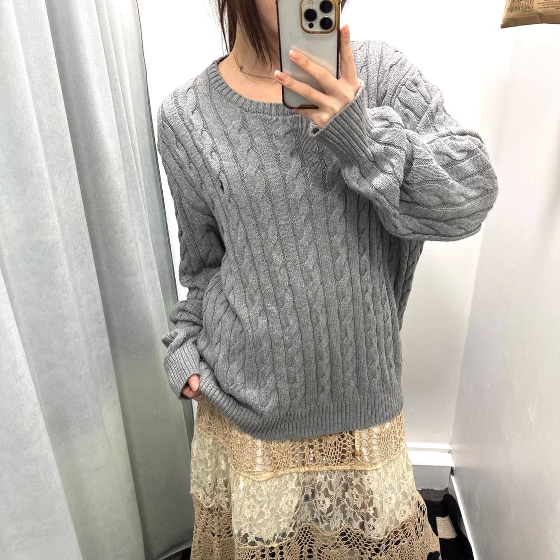 폴로 그레이 케이블 니트 상품이미지2