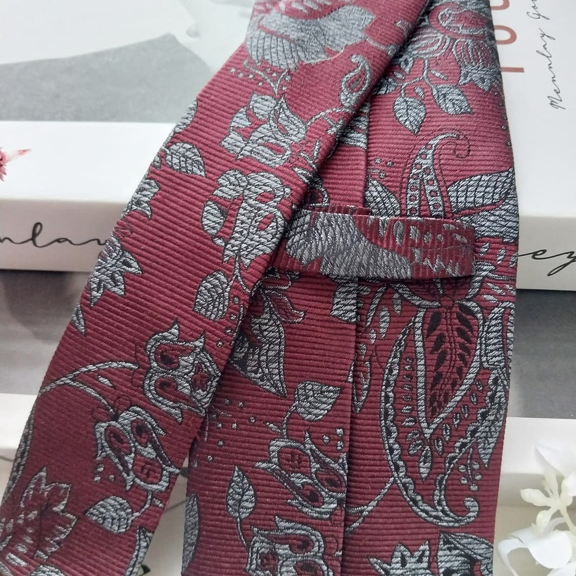 빨질레리 실크 와인 자카드 페이즐리 넥타이 8.5cm A+등급 K1458 상품이미지6